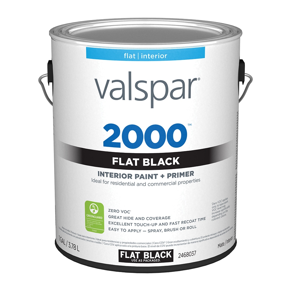 Valspar 2000 Flat Black Latex Interior Paint + Primer (1-Gallon) in the  Interior Paint department at