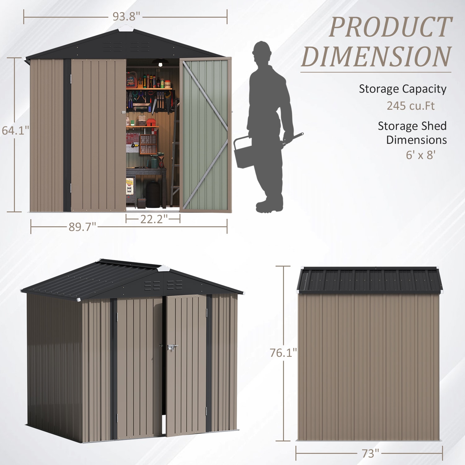 Vineego LS-MS86BNBK Metal-Storage-Buildings-Sheds - View #5