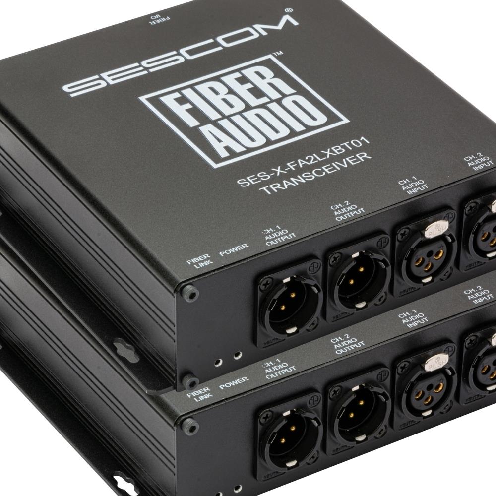  TCNCD387616 Sescom SES-X-FA2LXBT01 Audio Over Fiber Extender- 2 CH Balanced XLR Bi-Directional Line Level Audio and ST Fiber Connect