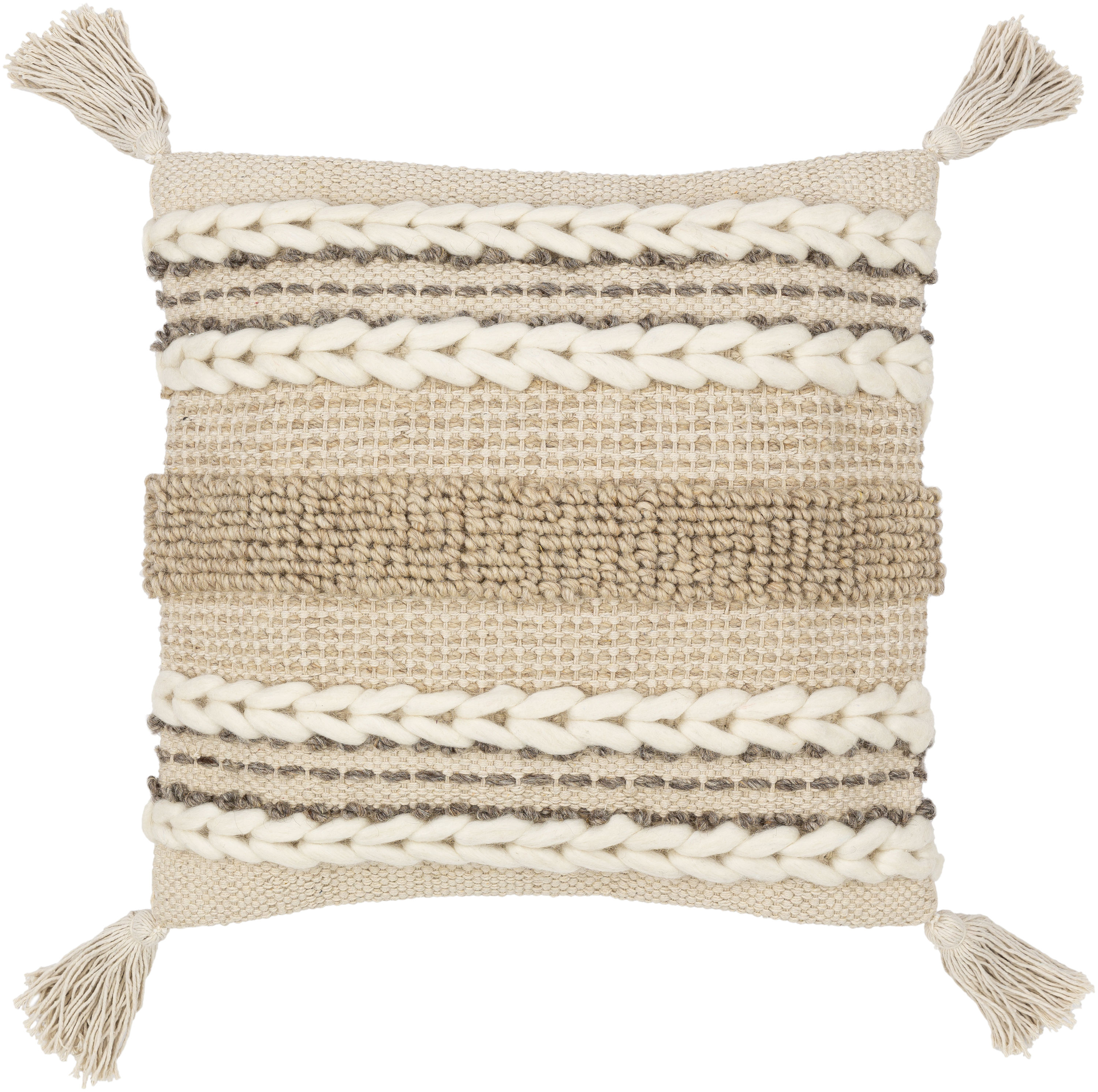 Surya TOV001-2020P Tov 20-in x 20-in Taupe Indoor Decorative Pillow
