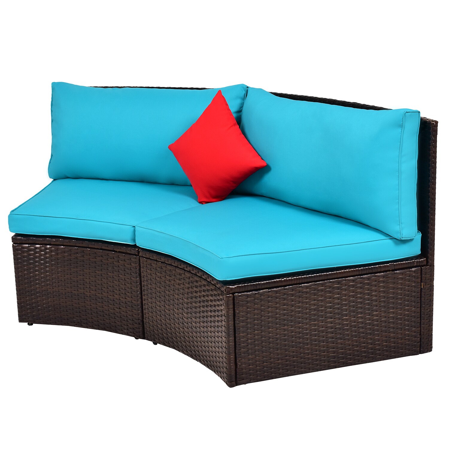 SINOFURN 4-Piece Rattan Patio Conversation Set With Blue Cushions At ...