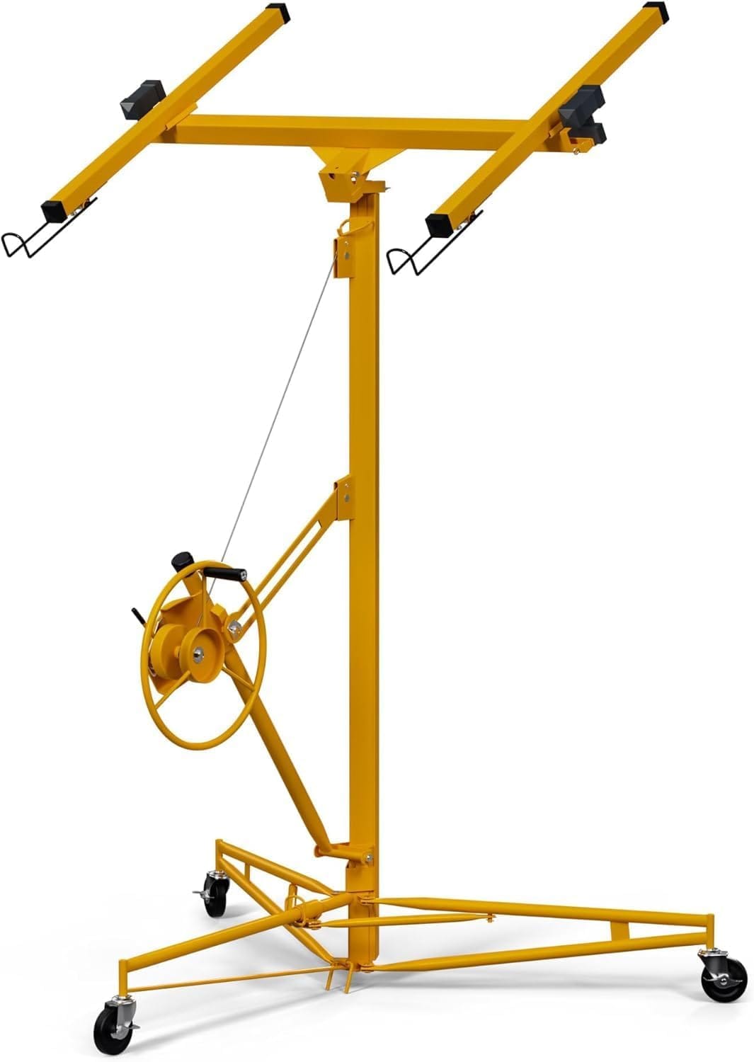 GAOMON Drywall Lift 13 Ft 150 lb Sheetrock Hoist with 360 Rotation Foldable Design and Locking Wheels for Ceiling Installation Yellow
