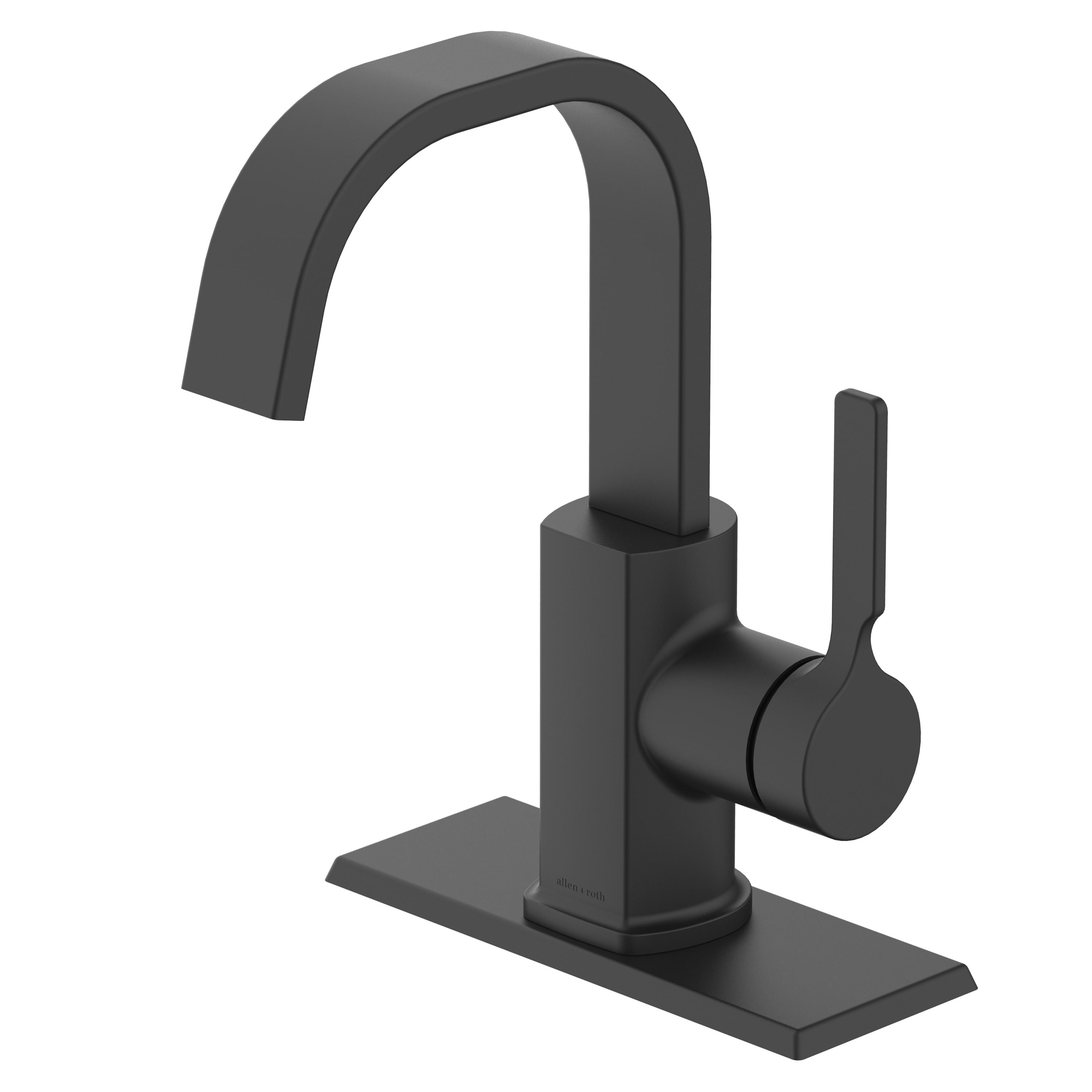 Origin 21 Veda Matte Black Single Hole 1-handle WaterSense Bathroom Sink  Faucet with Drain and Deck Plate