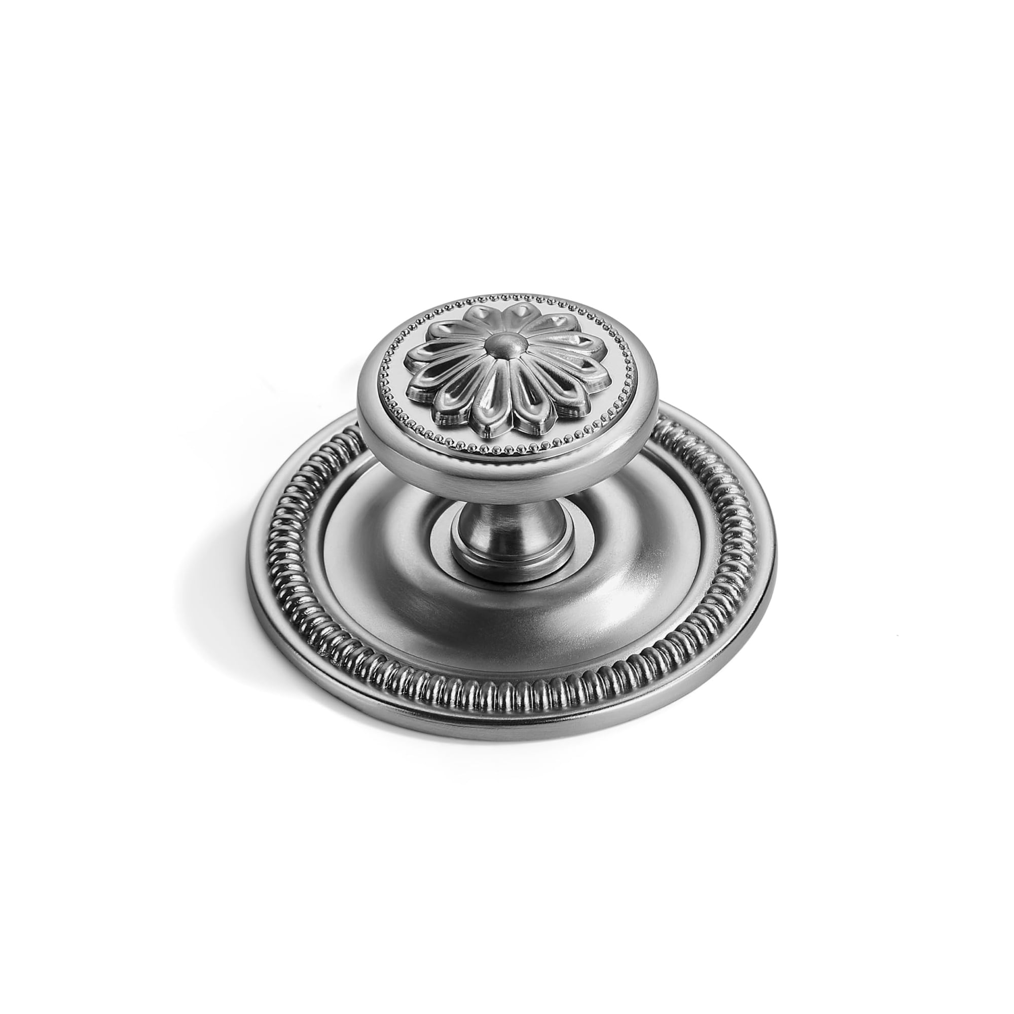 LILILIAN FMY  2 Pack Two and a Half Inch Brushed Satin Nickel Bifold Closet Door Knobs with Vintage Backplate for Cabinets Drawers and Doors