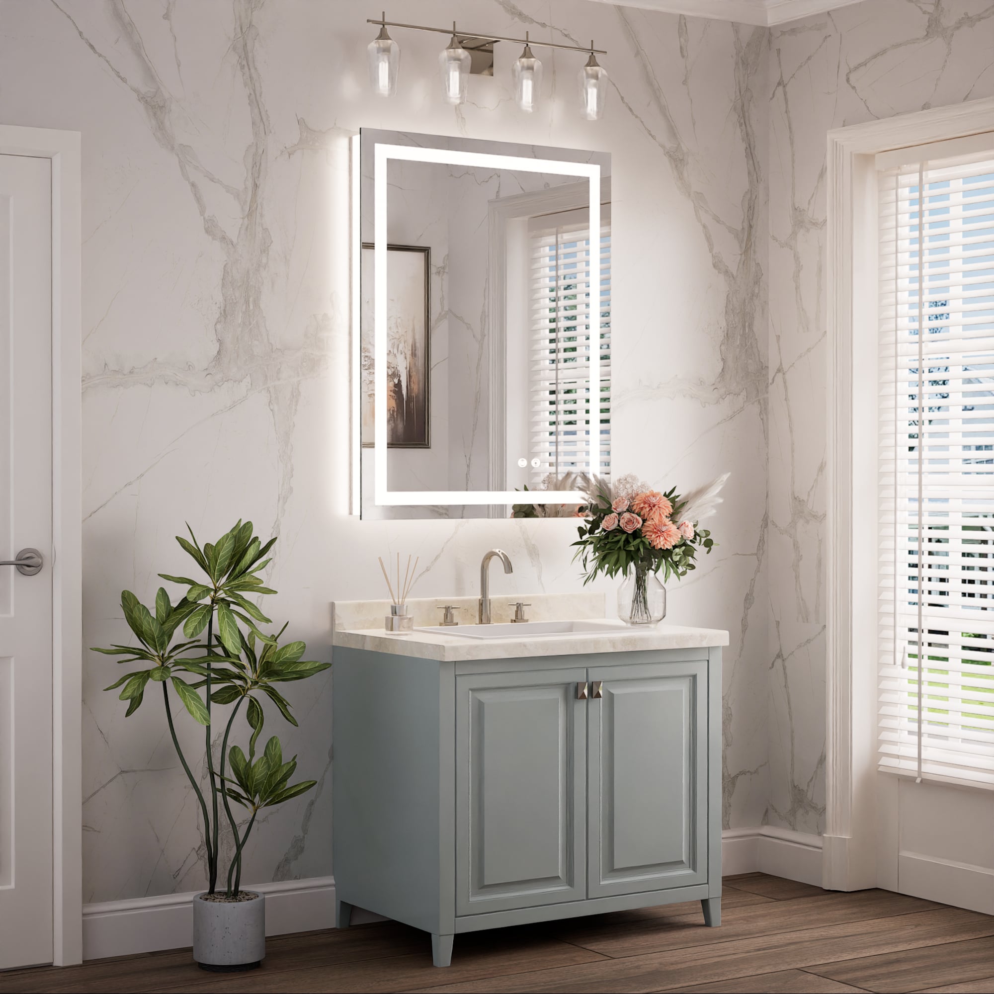 Keonjinn LW-ZBGFXFJ-7191F Framed-Bath-Mirrors - View #2