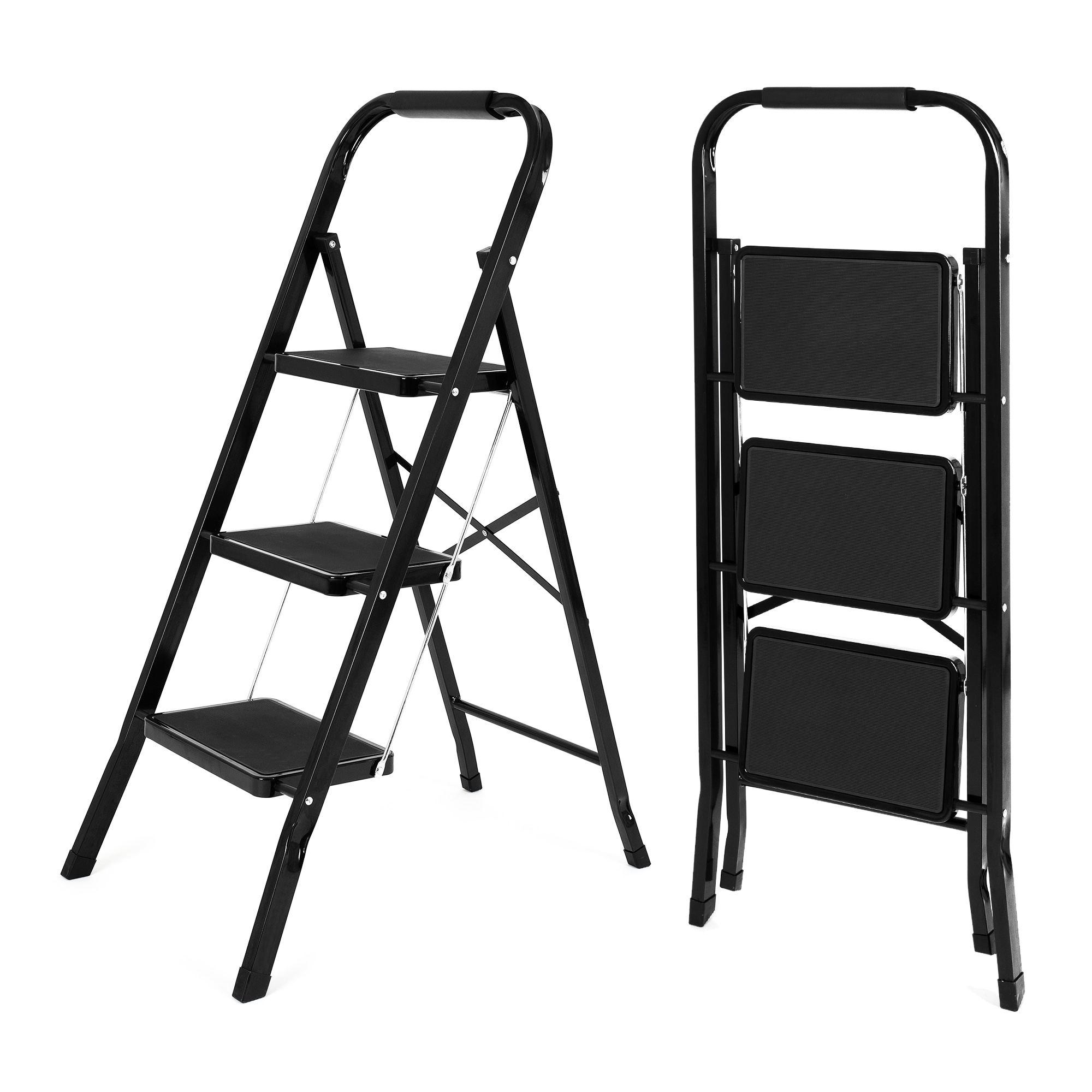Flynama 3 -Step 330-lb Capacity Steel Foldable Step Stool