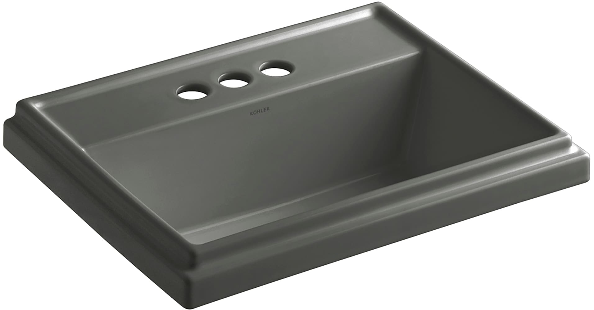 KOHLER 2991-4-58 Tresham Vitreous china Drop-in Rectangular Thunder Grey Bathroom Sink ( 21.8125-Inches x 16-Inches )