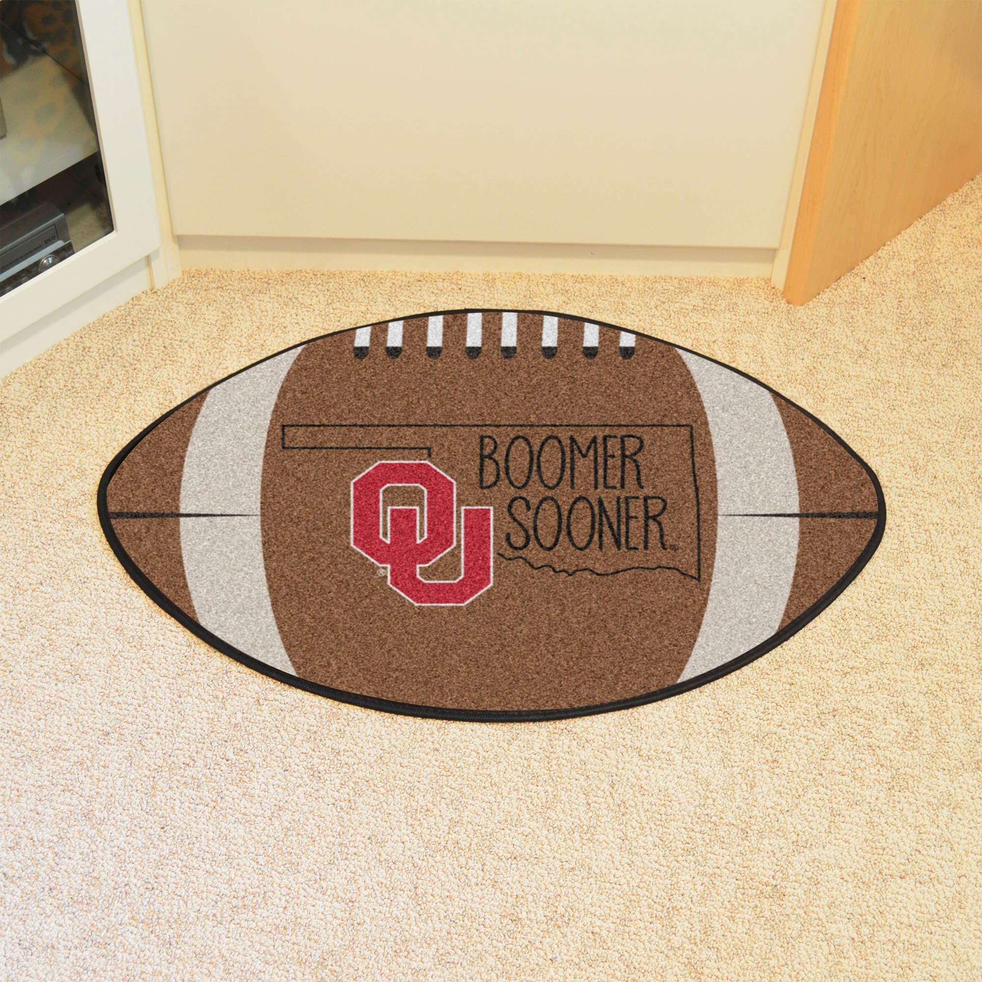 FANMATS 21186 Oklahoma Sooners 2-ft x 3-ft Brown Nylon Oval Indoor Decorative Sports Door mat
