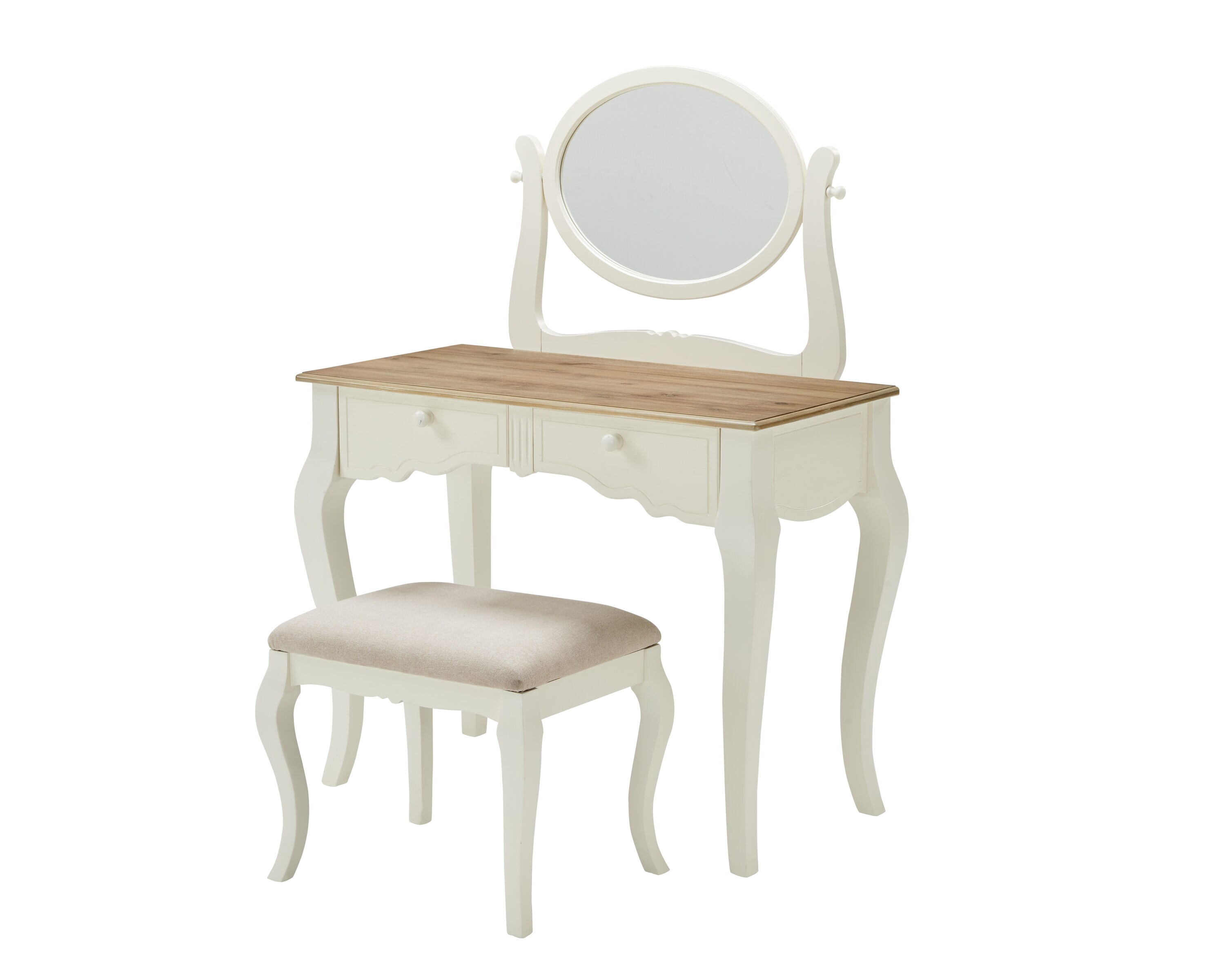 Linon VS066SIL01U 38-in Natural/White Makeup Vanity