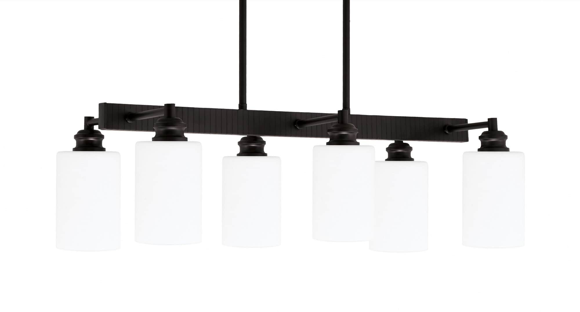Toltec Edge 6 - Light Espresso Bronze Dark Brown With 4" White Muslin Shade Steel Chandelier #1186-ES-310