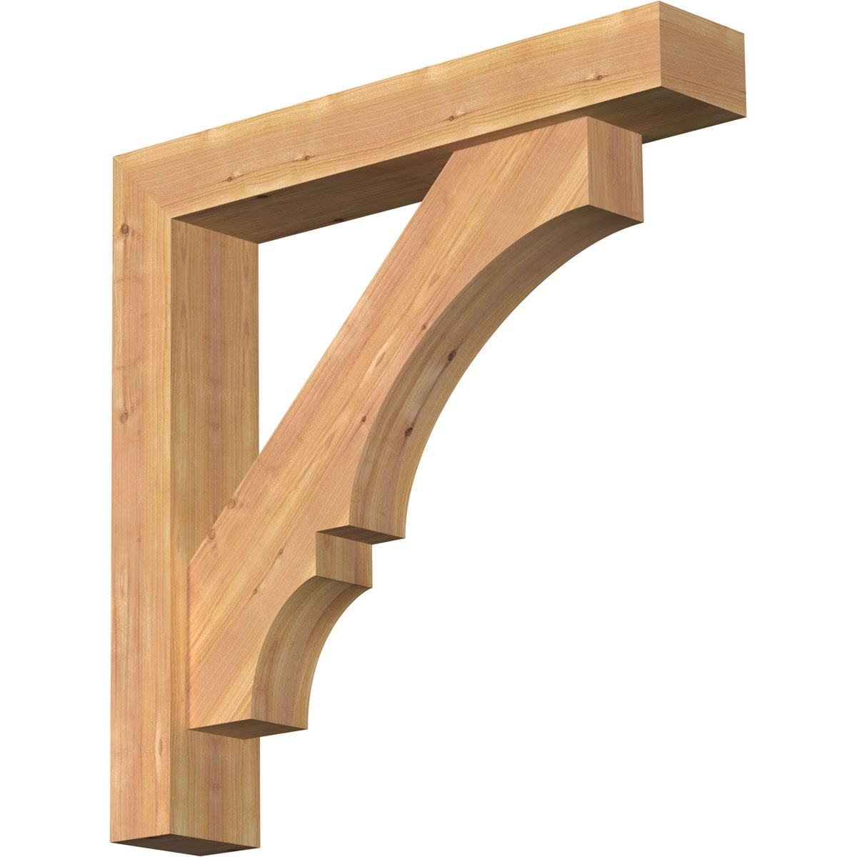Ekena Millwork 1461955 Balboa Block Smooth Bracket with Offset Brace 5-1/2-in x 30-in x 30-in Western red cedar Brown Wood Standard bracket