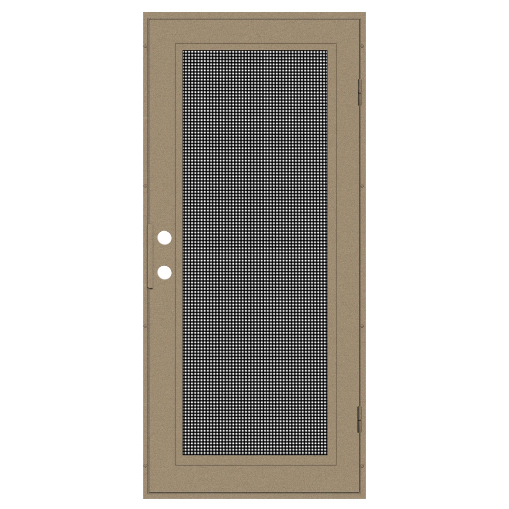 TITAN 3S0000DL1DT00A Premium Aluminum Security Door 32-in x 80-in Desert Sand Aluminum Surface mount Left-hand outswing Security Door with Black Screen and Double bore