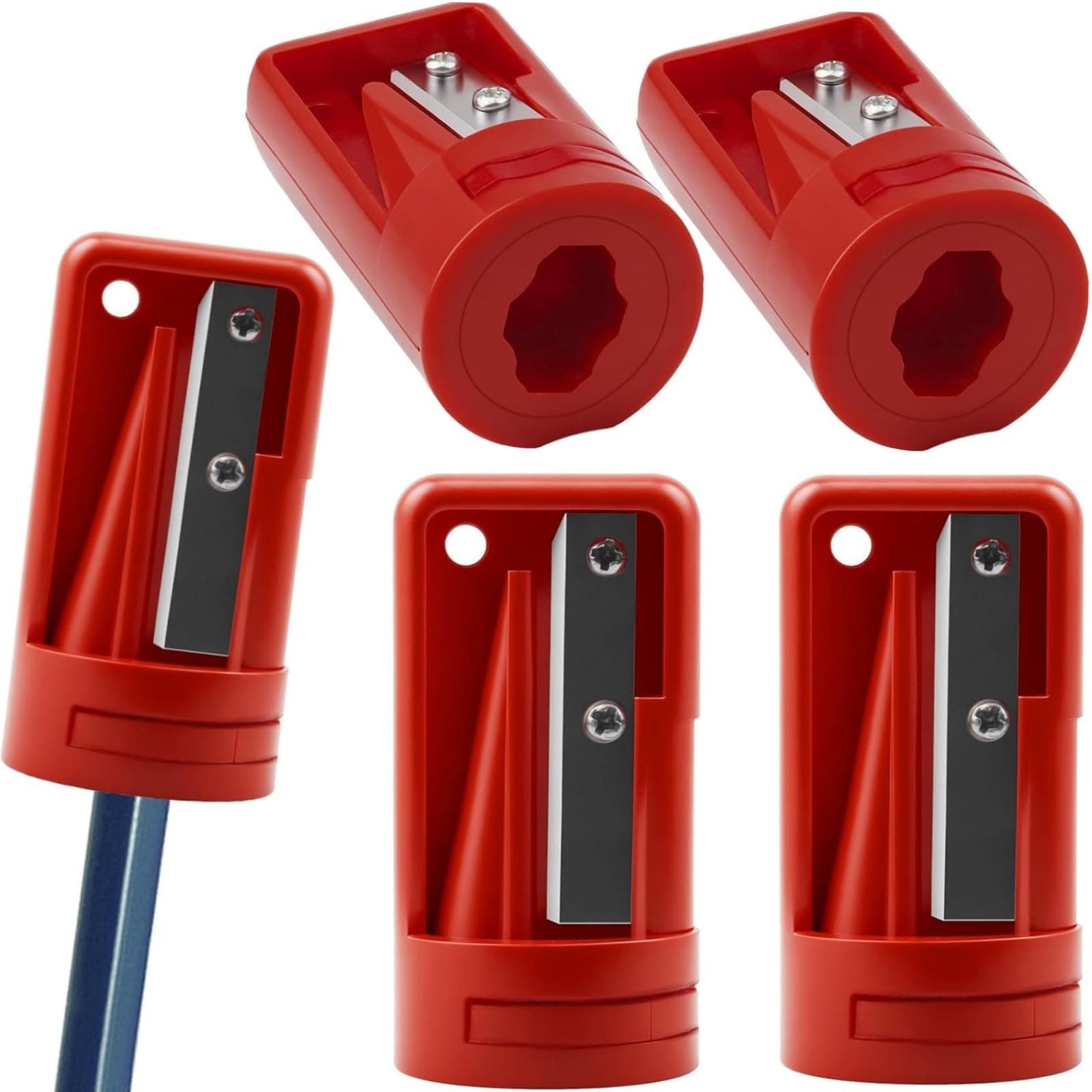 Adrinfly  4 pack carpenter pencil sharpener manual contractor pencil sharpener portable woodworking sharpening tool for carpenters and builders