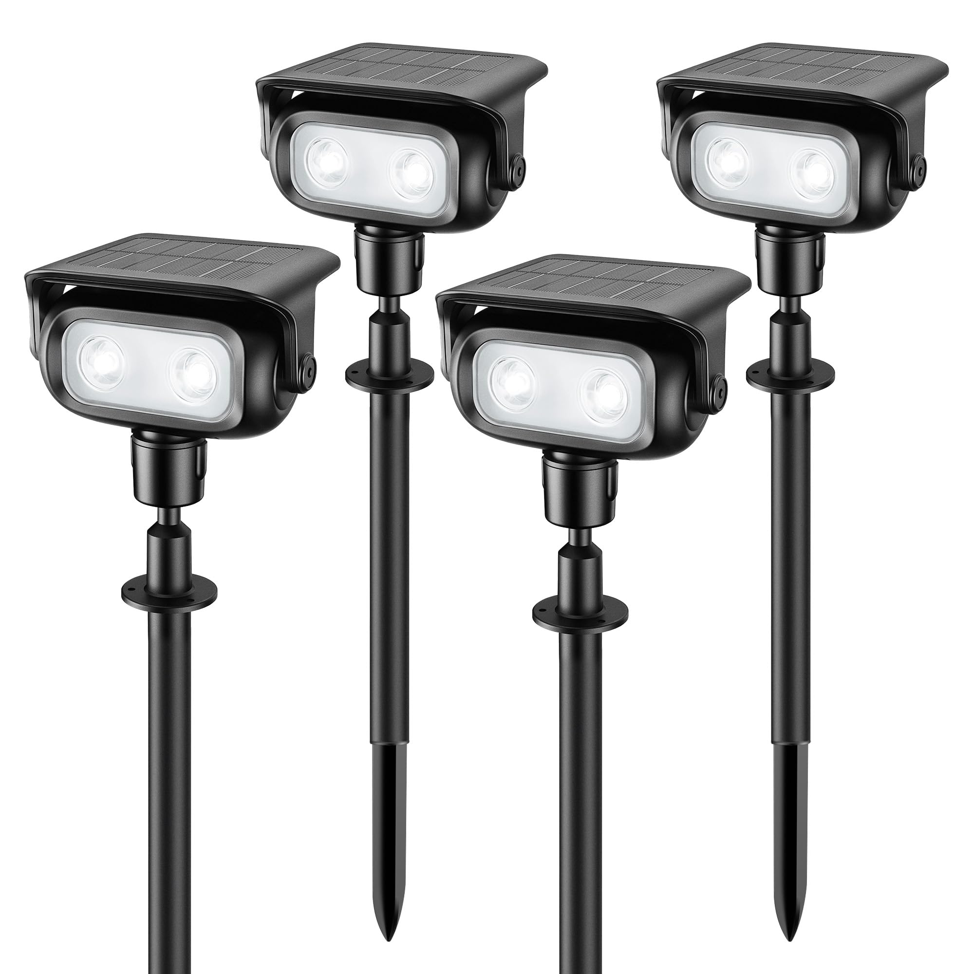 Justincity  Solar Spot Lights Outdoor Waterproof IP65 4 Pack Adjustable Brightness Landscape Lighting for Yard Garden Pathway with 360 Degree