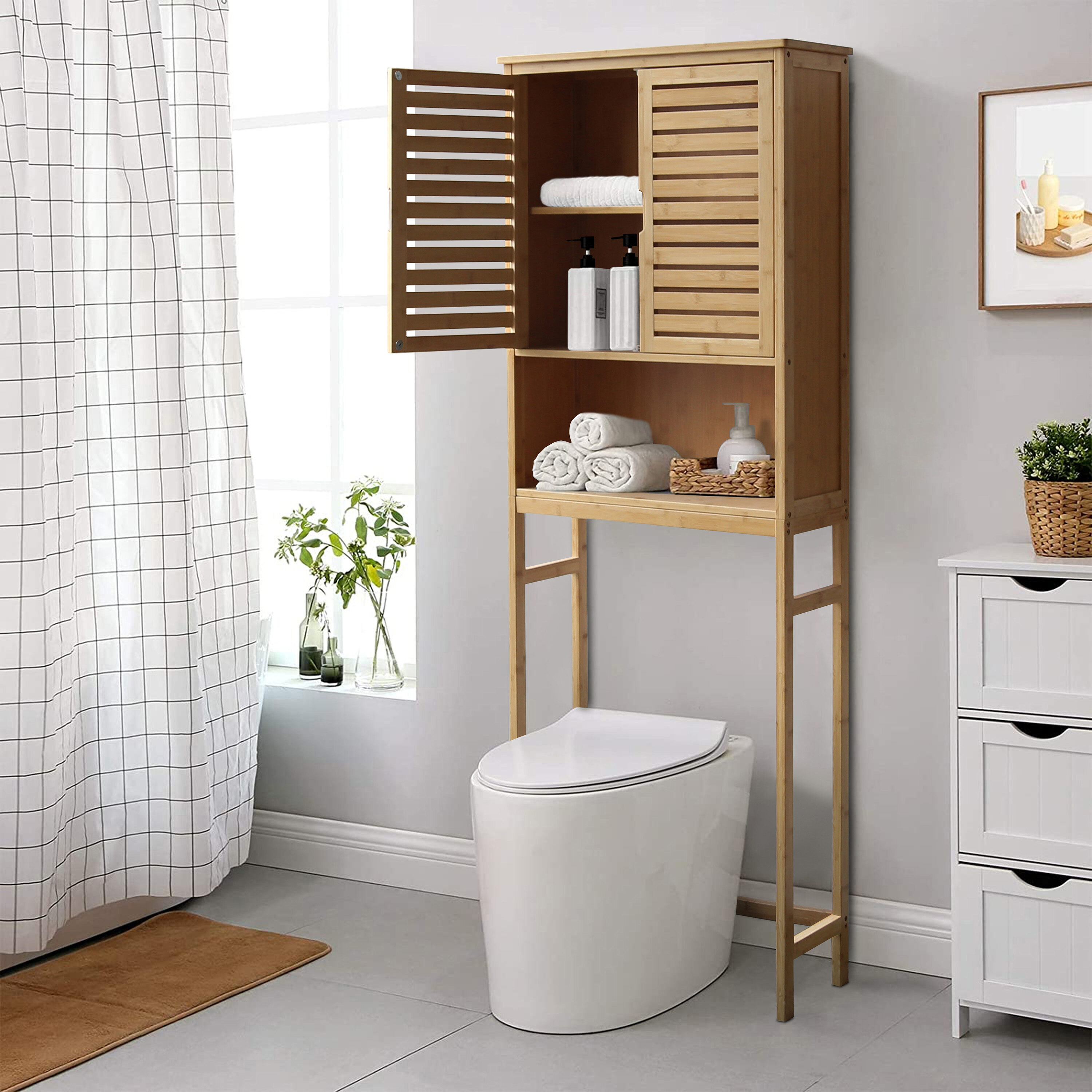 Wall Mount Bathroom Furniture Bamboo 3-Tier Over-The-Toilet Space Saver  Organizer Rack Over The Toilet Storage - China Bathroom Cabinet, Bathroom  Storage