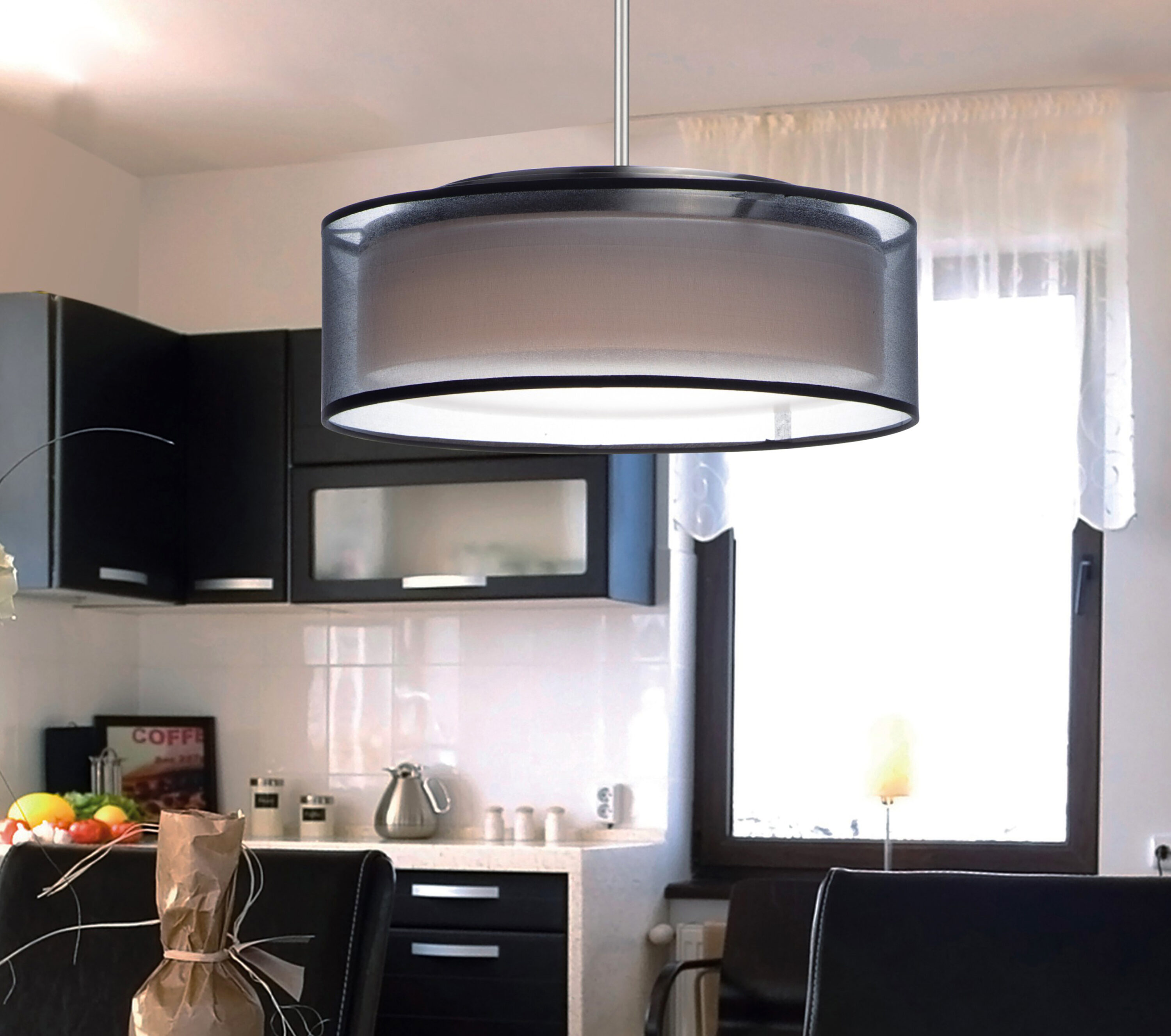 Maxim Lighting 10226BOSN Prime 5 -Light Satin Nickel Transitional Drum Integrated LED Medium Hanging Pendant light