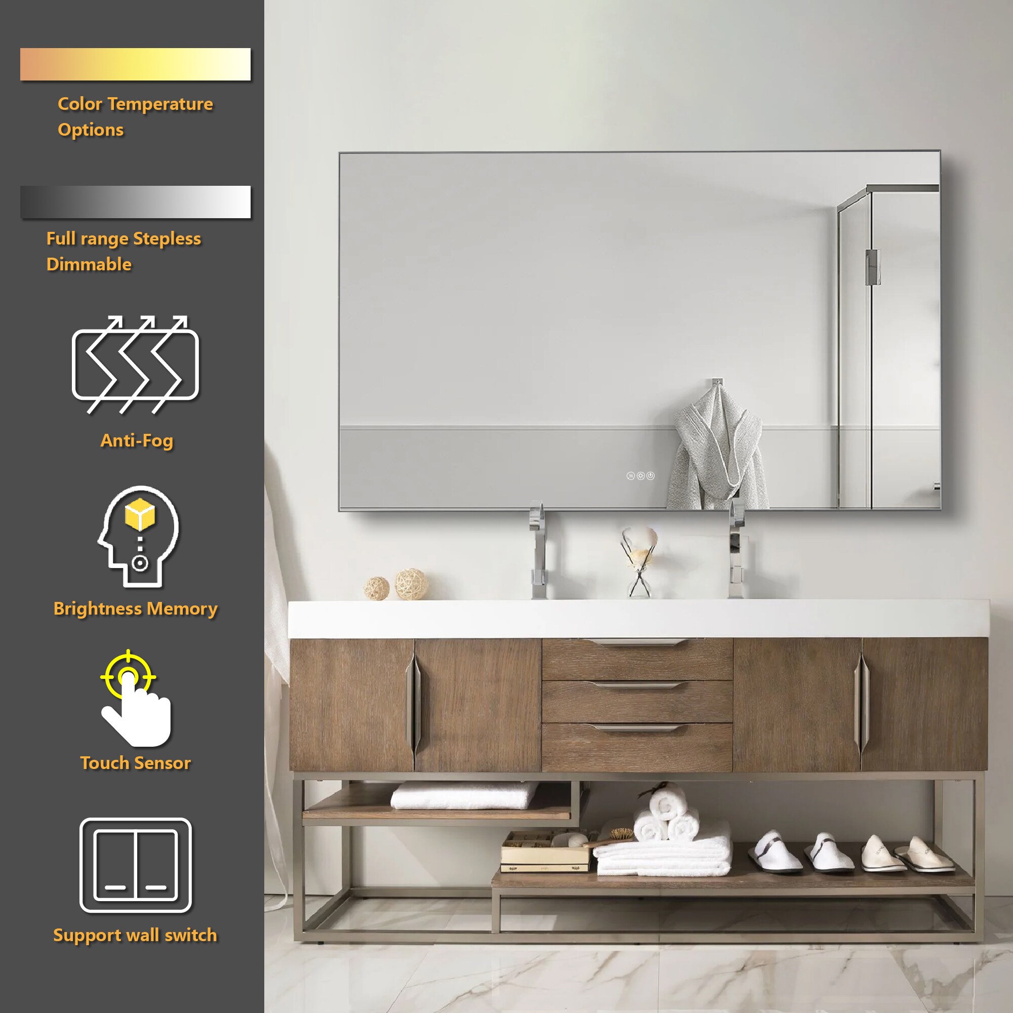 Forclover HE-32MK6036 Framed-Bath-Mirrors - View #3