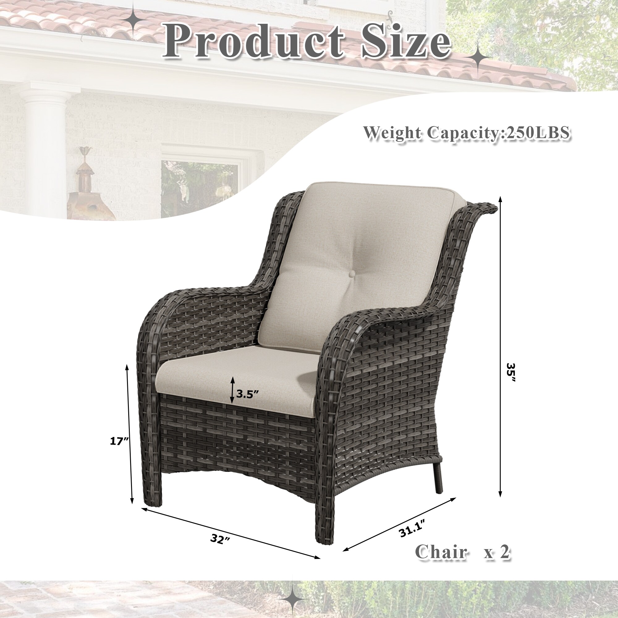 Gardenbee HGL-M08-BGE Patio-Chairs - View #3