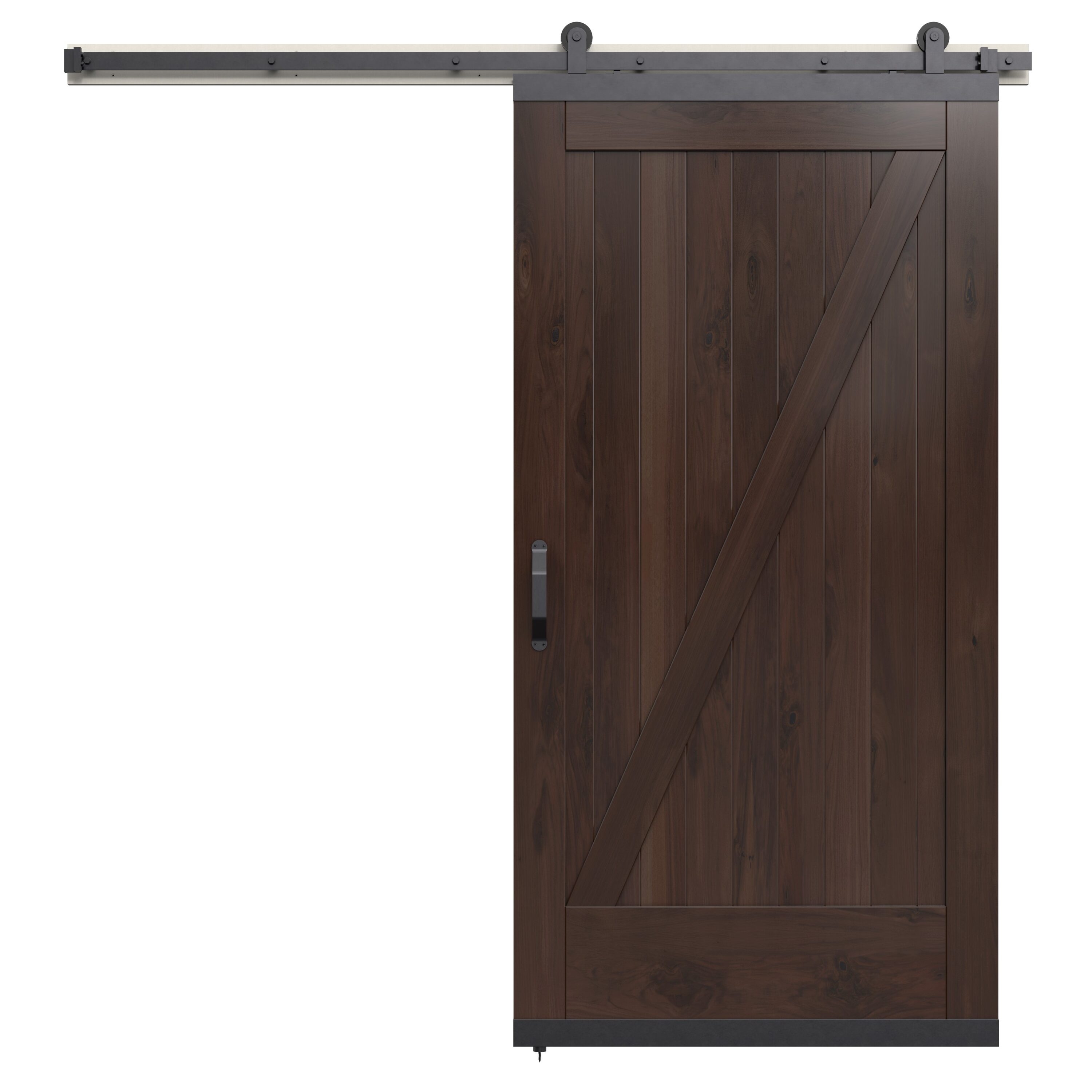 JELD-WEN LOWOLJW248800074 42-in x 80-in Chocolate Z-frame Walnut Wood Solid core Single Barn Door (Hardware Included)