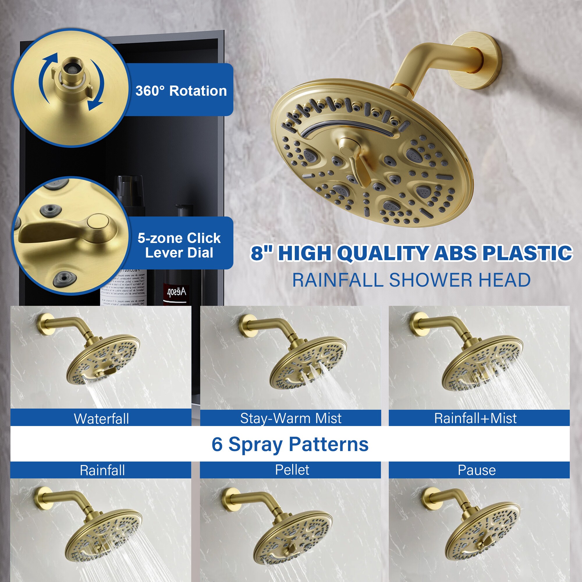 WELLFOR FH75010-ORB Showerhead-Bar-Panels - View #7