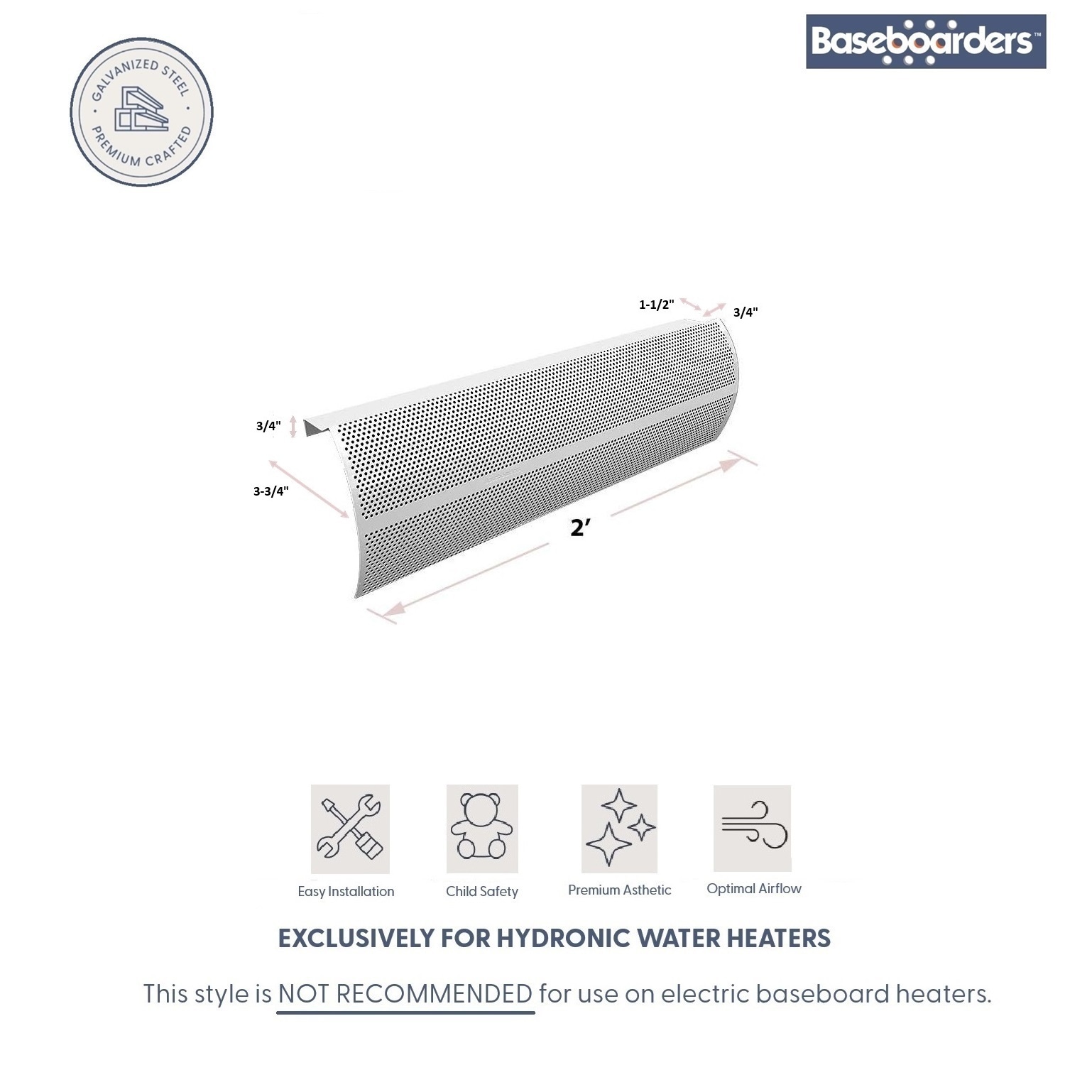 Baseboarders BA001-24-WHT Baseboard-Heater-Covers - View #2