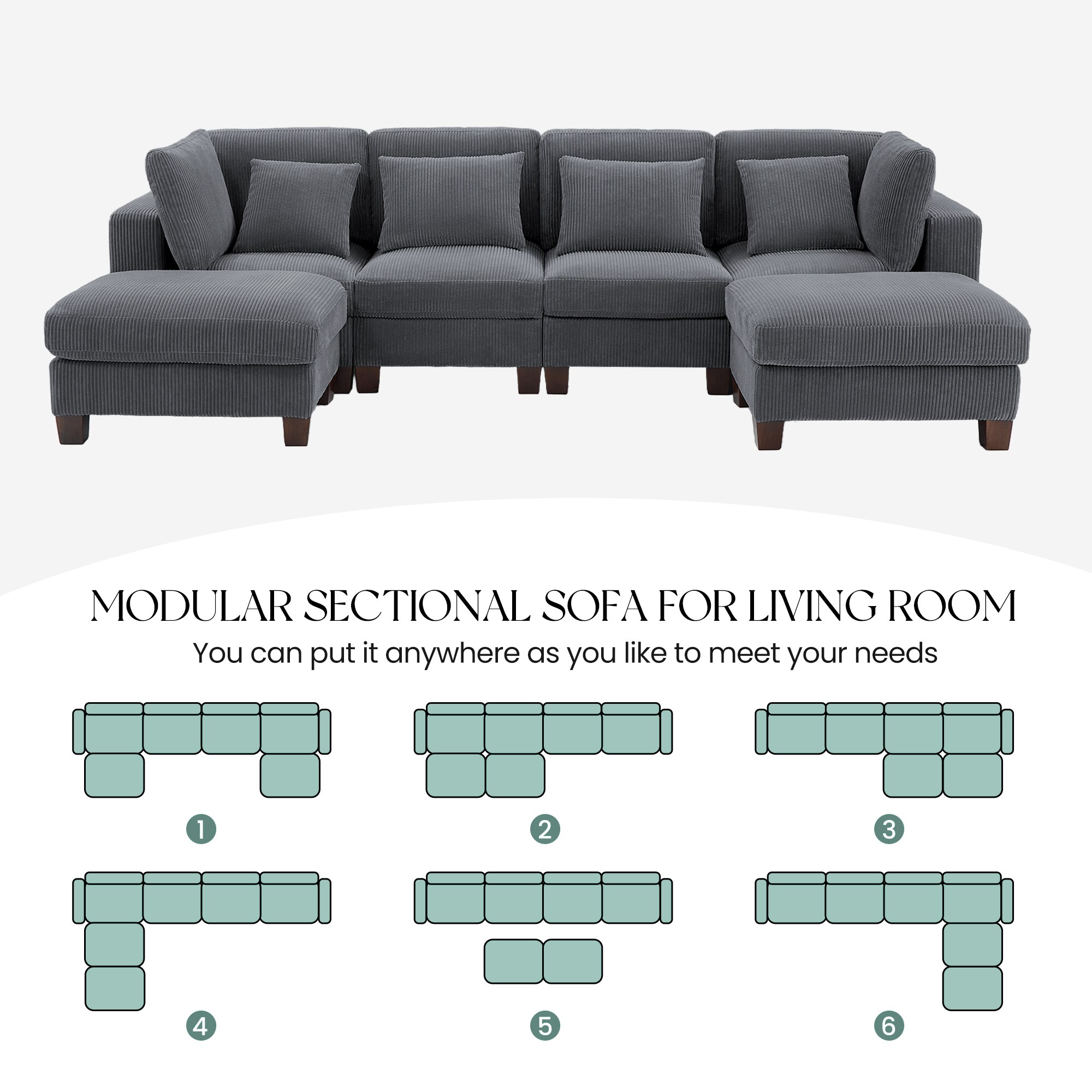 VOUA SAF-DXDRZJ4-GY1 Sofas-Loveseats - View #4