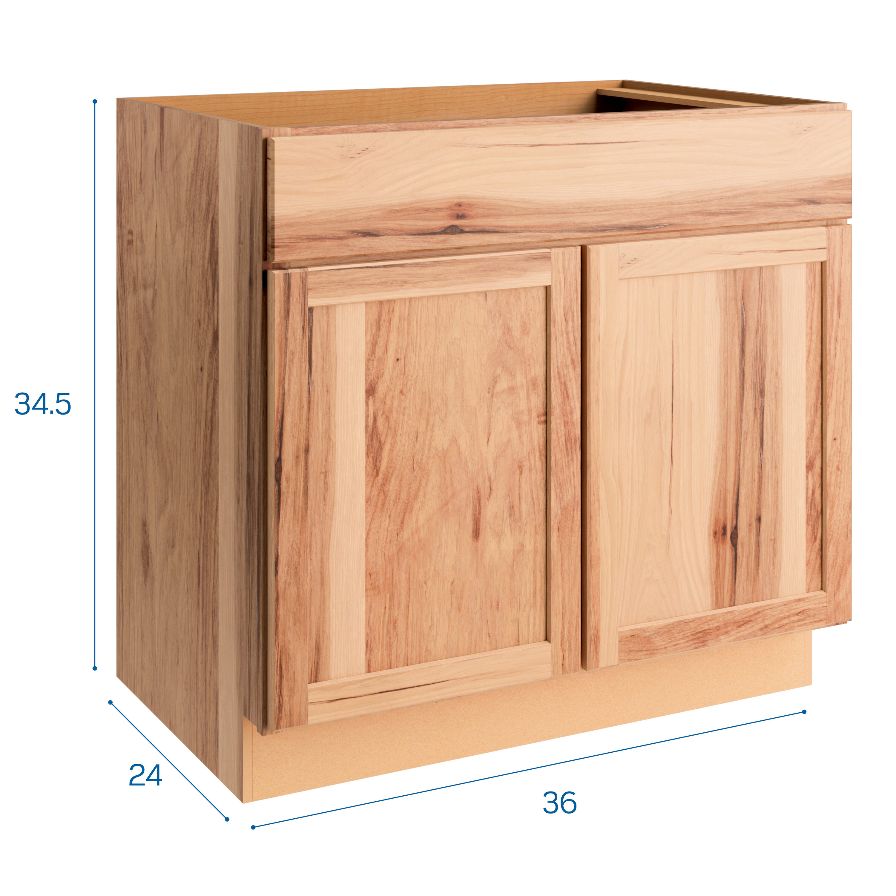 Project Source Omaha Unfinished 60-in W x 34.5-in H x 24.5-in D Unfinished Poplar Sink Base Ready to Assemble Cabinet Recessed Panel Shaker Door