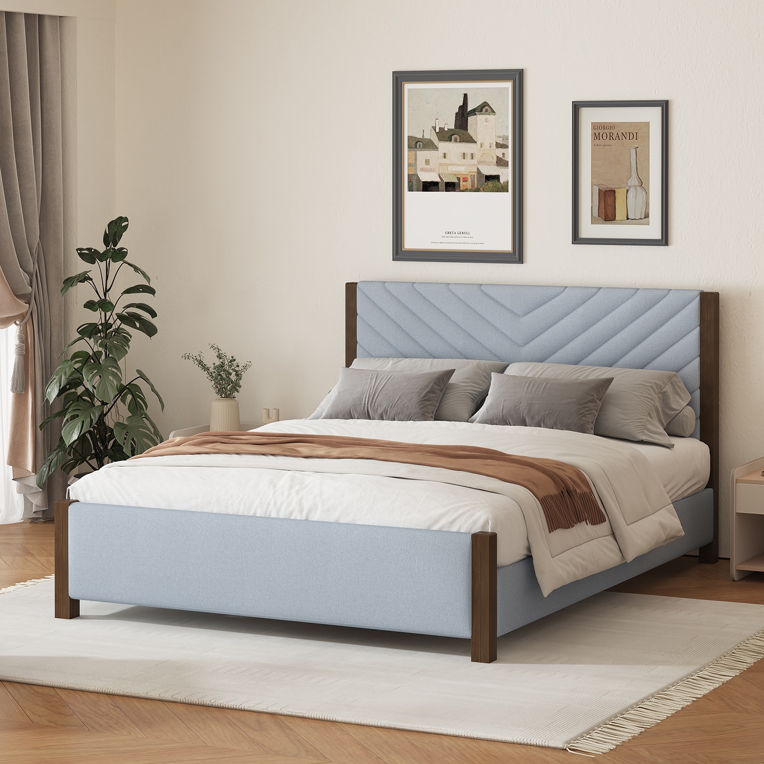 GZMR MR-PO-W40718049 Full Size Metal Platform Bed Frame Black Full Metal Bed frame Bed