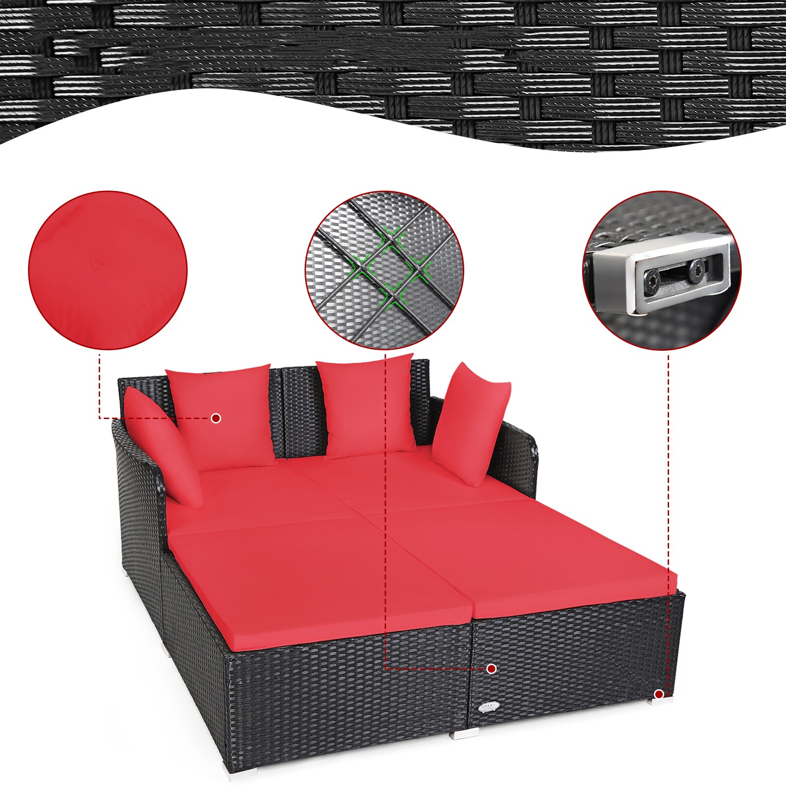 Costway HW67329RE Patio-Sofas-Daybeds - View #3