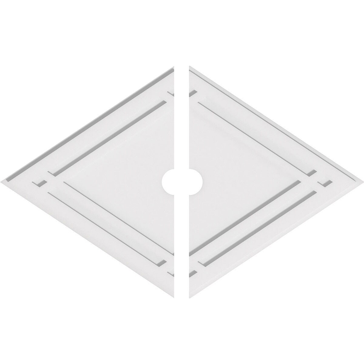Ekena Millwork CMP40X26DD2-03000 Diamond 40-in W x 26.625-in L Contemporary White PVC Split Ceiling Medallion