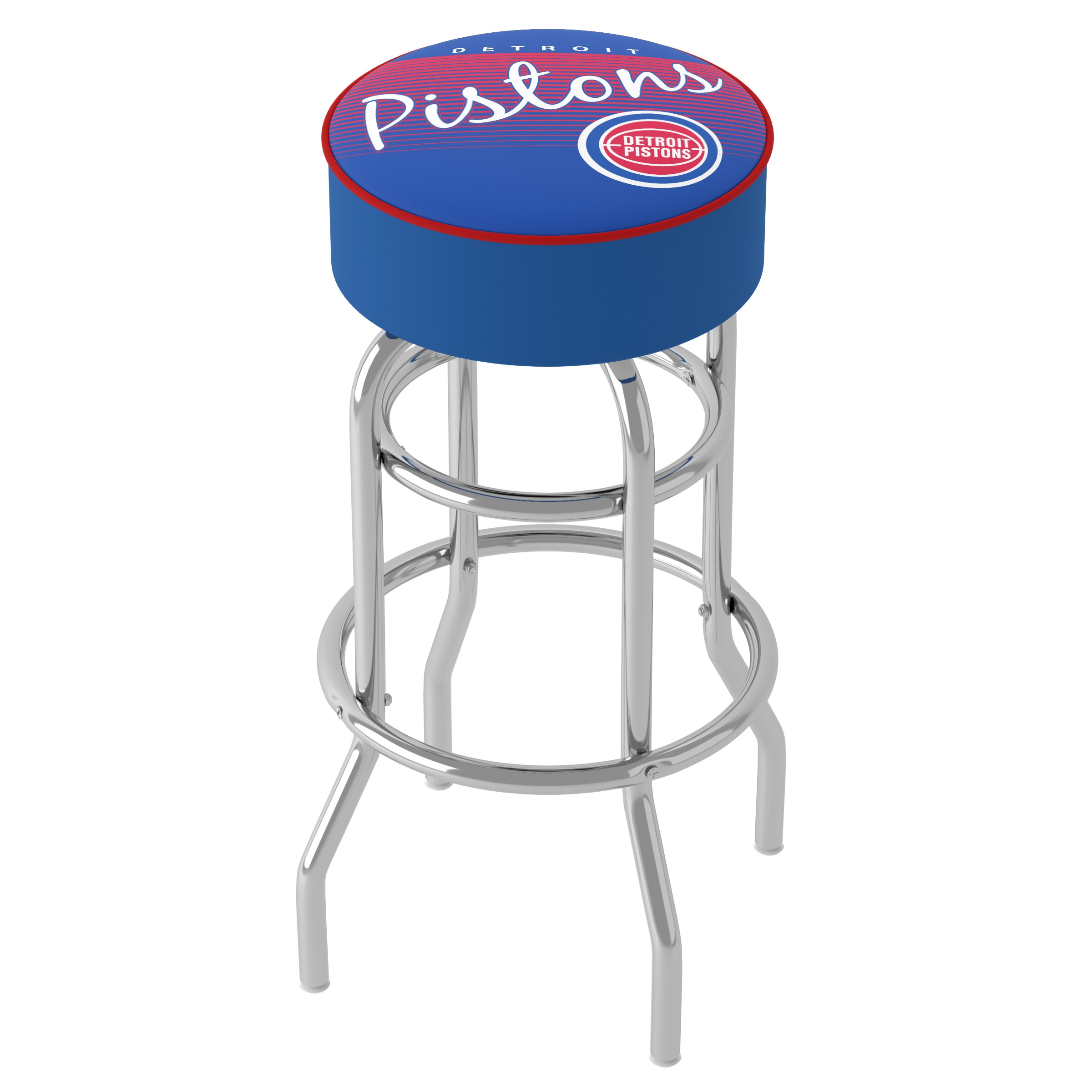 Trademark Gameroom NBA1000HC-DP-TWN Detroit Pistons 31.0-in H Bar height Upholstered Swivel Metal Bar Stool
