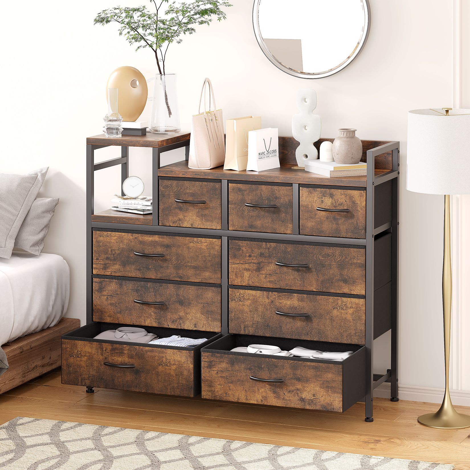 dresser drawers under $100 Amish Mae Modern Simple 7-Drawer with Optional Mirror living rooms Homall 6-Drawer Wood Dresser for