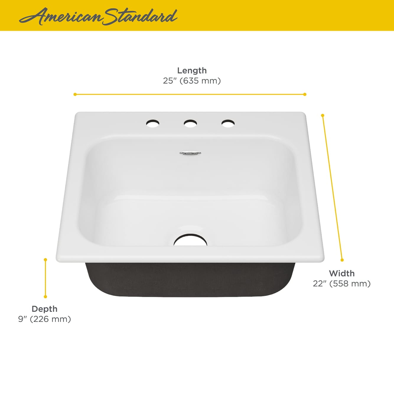 American Standard Quince Drop-In 21.31-in x 25-in Brilliant White Cast ...