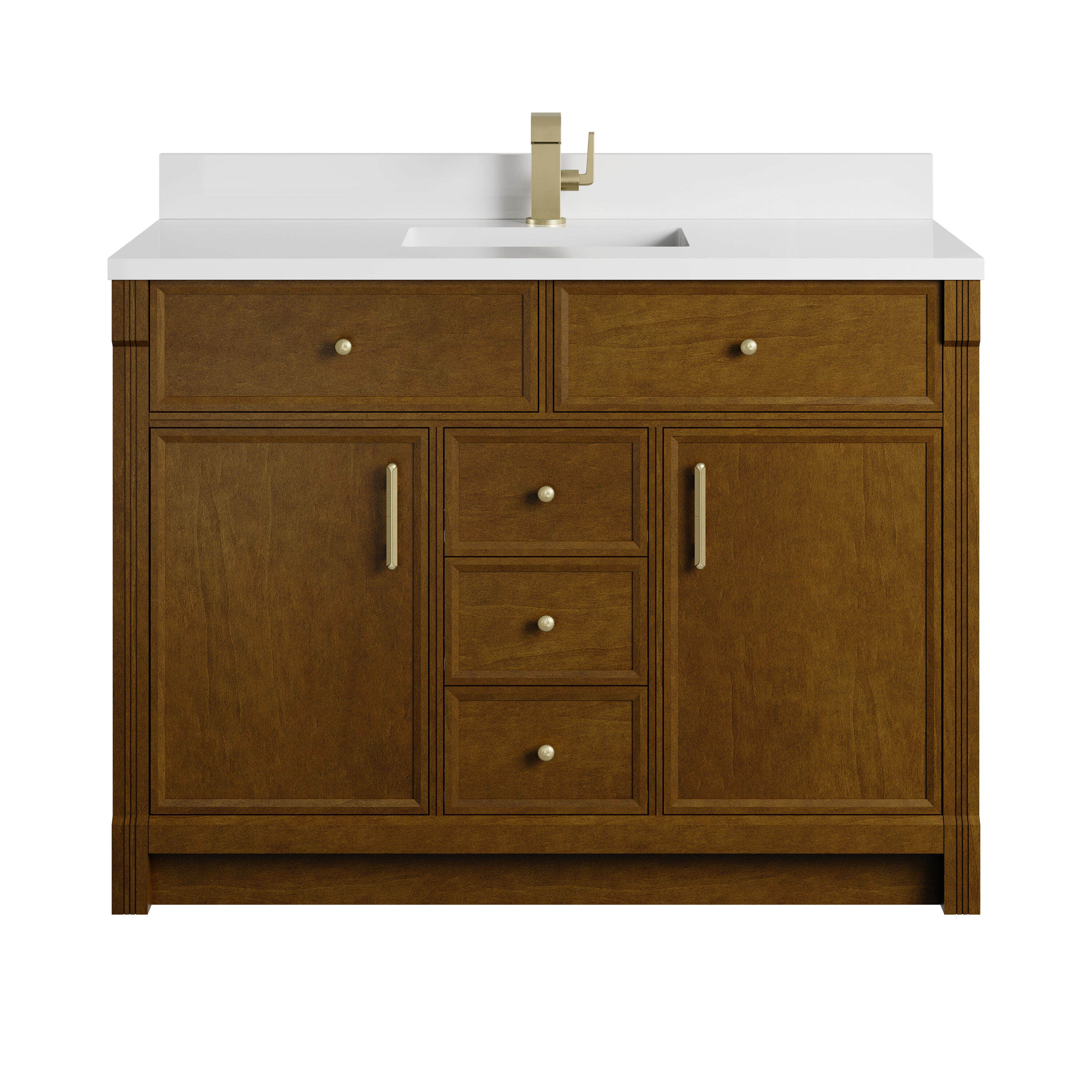 James Martin Vanities Bellshire 48-in Honey Oak Undermount Single Sink Bathroom Vanity with White Zeus Quartz Top