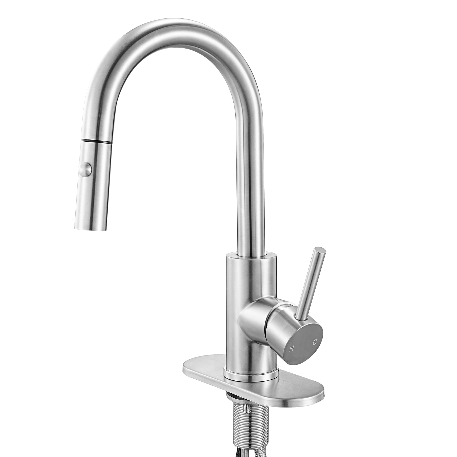 GIVIMO Single-Handle Brushed Nickel Kitchen Faucet with Pull-Down Sprayer - Stream and Spray Dual Modes - Leak-Proof Ceramic Valve - Fits Bathroom Bar RV Sink - 14.17-in H