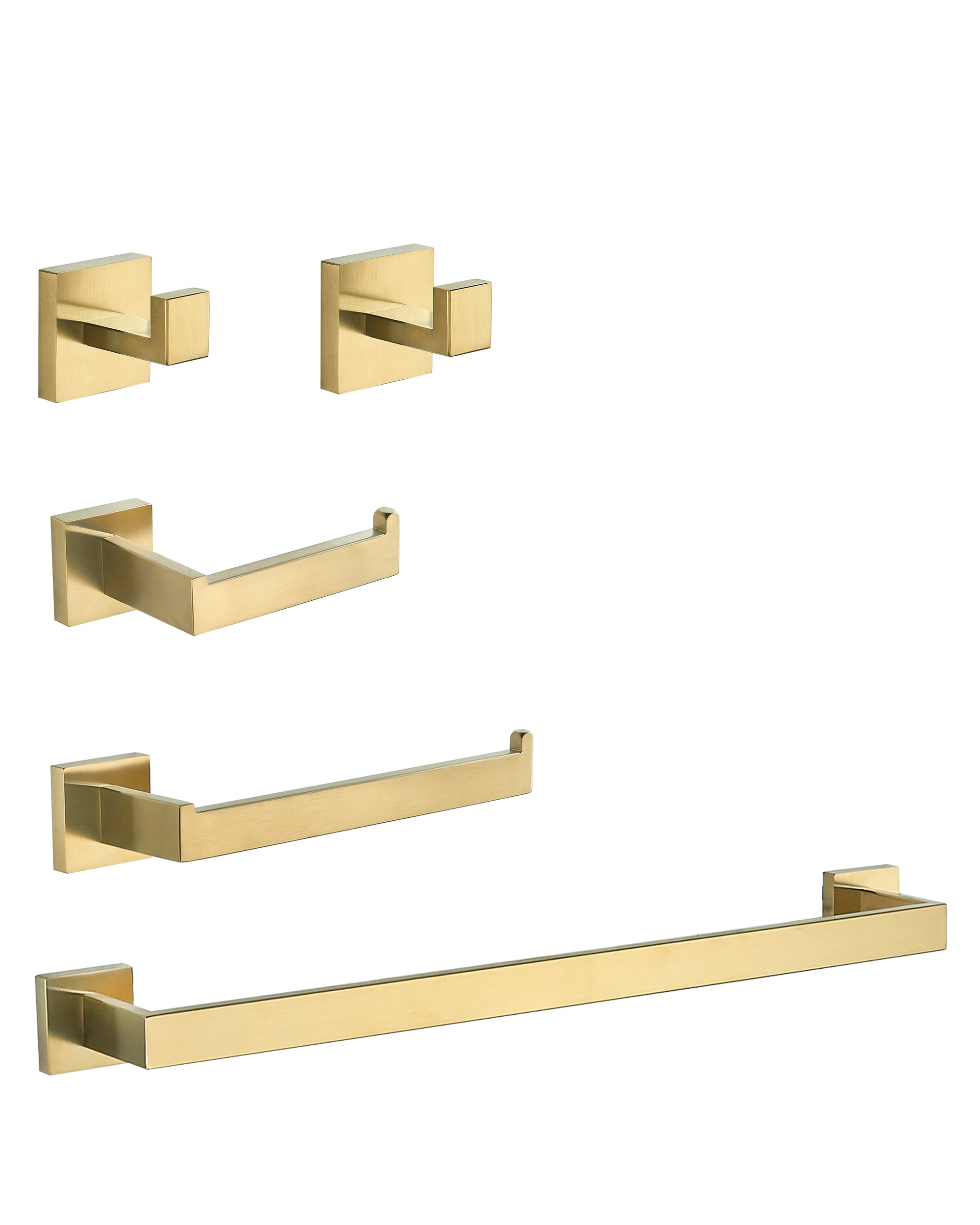 FORIOUS 19002G5A 5 -Piece STAINLESS Gold Decorative Bathroom Hardware Set Towel Bar, Toilet Paper Holder, ,Robe Hook Included