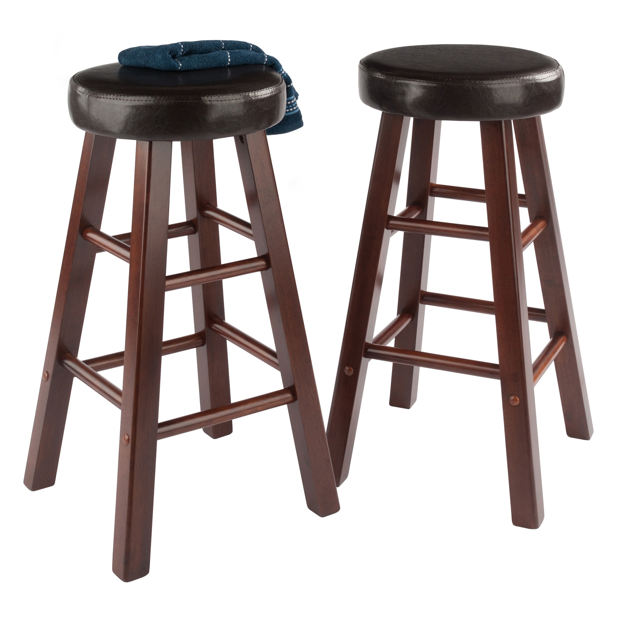 Transitional 25.5" Maria Counter Stool Set in Walnut & Espresso