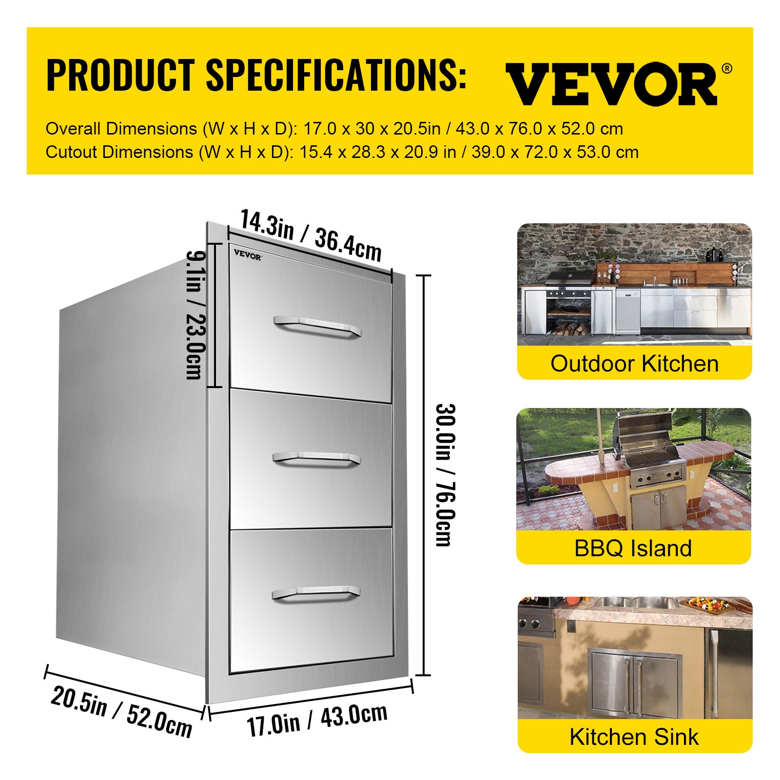 VEVOR 30X17YC3CBXGCTG01V0 Builtin-Grill-Cabinet-Parts - View #9