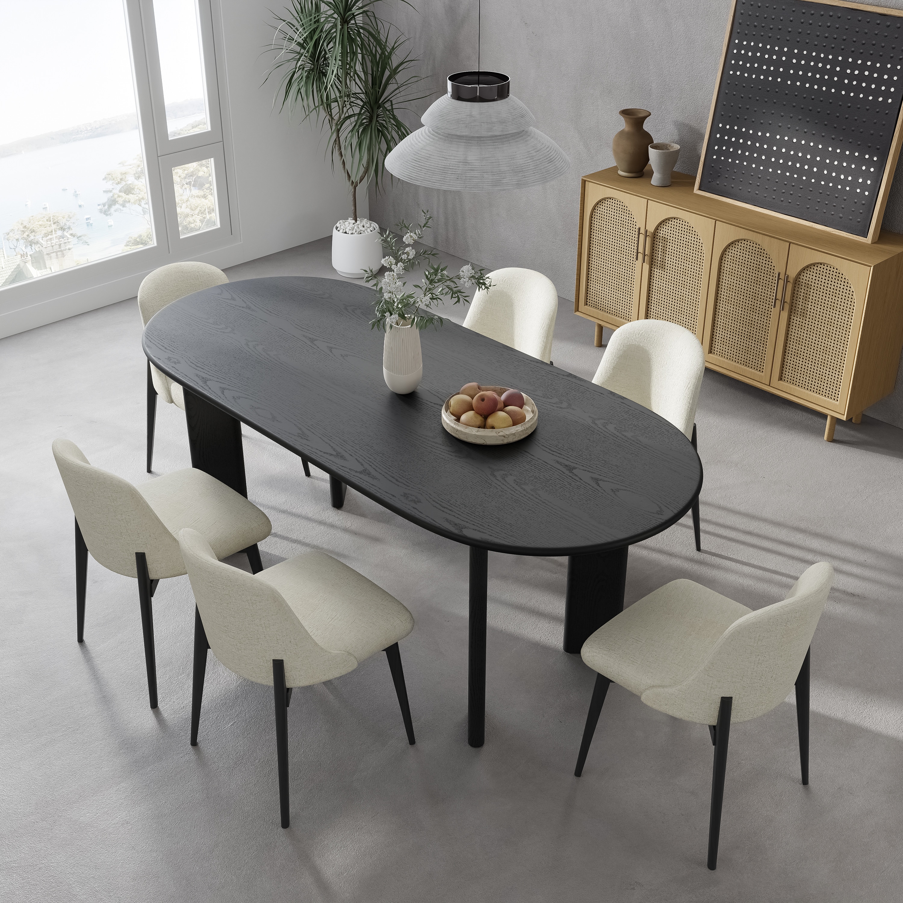 Dovelina Solid Wood Oval Dining Table Kitchen Table with 4 Legs for 6 People  67-in Lx30-in H