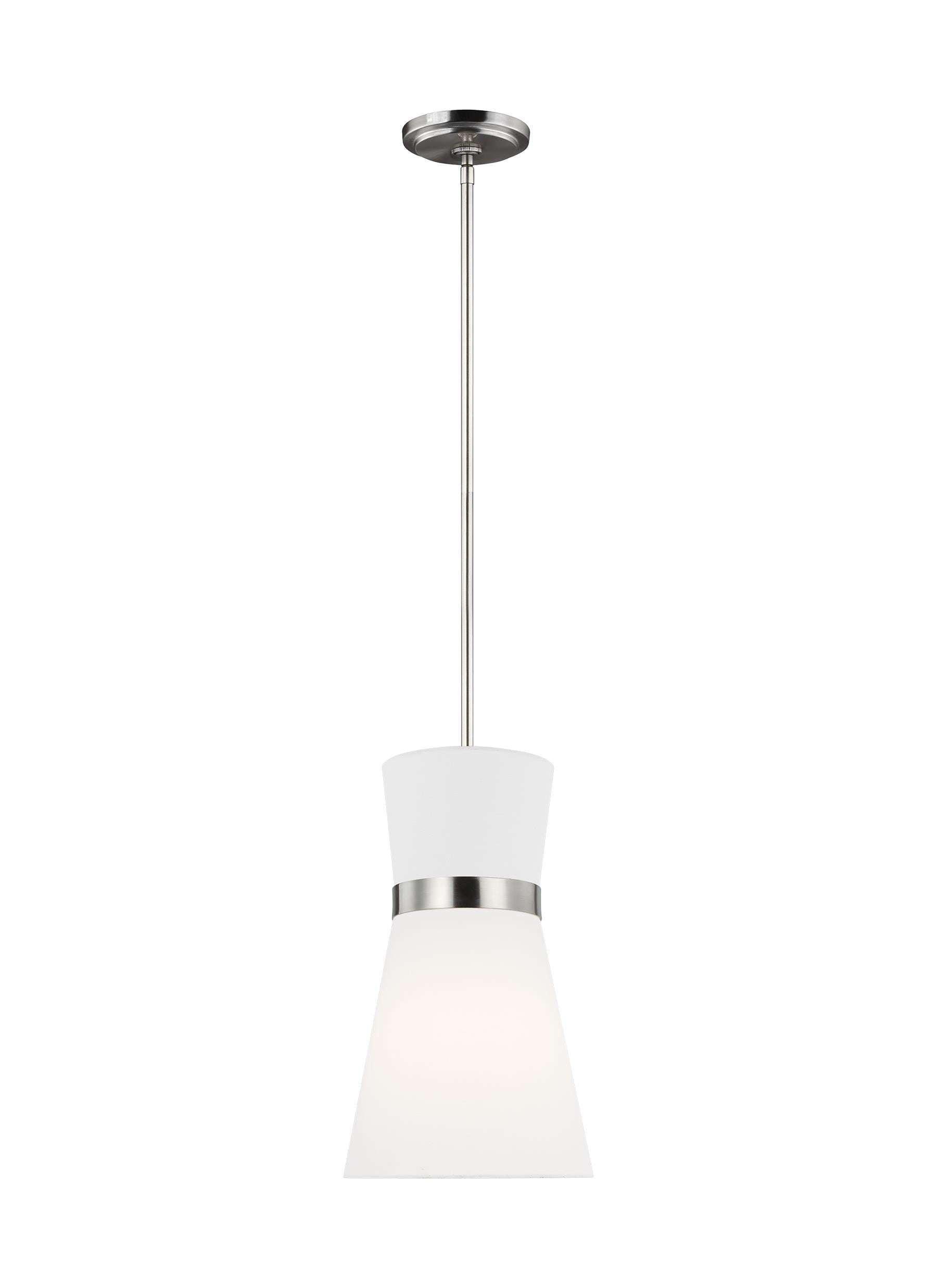 Generation Lighting 6590501-962 Clark 1 -Light Brushed Nickel Transitional Cylinder Medium Hanging Pendant light