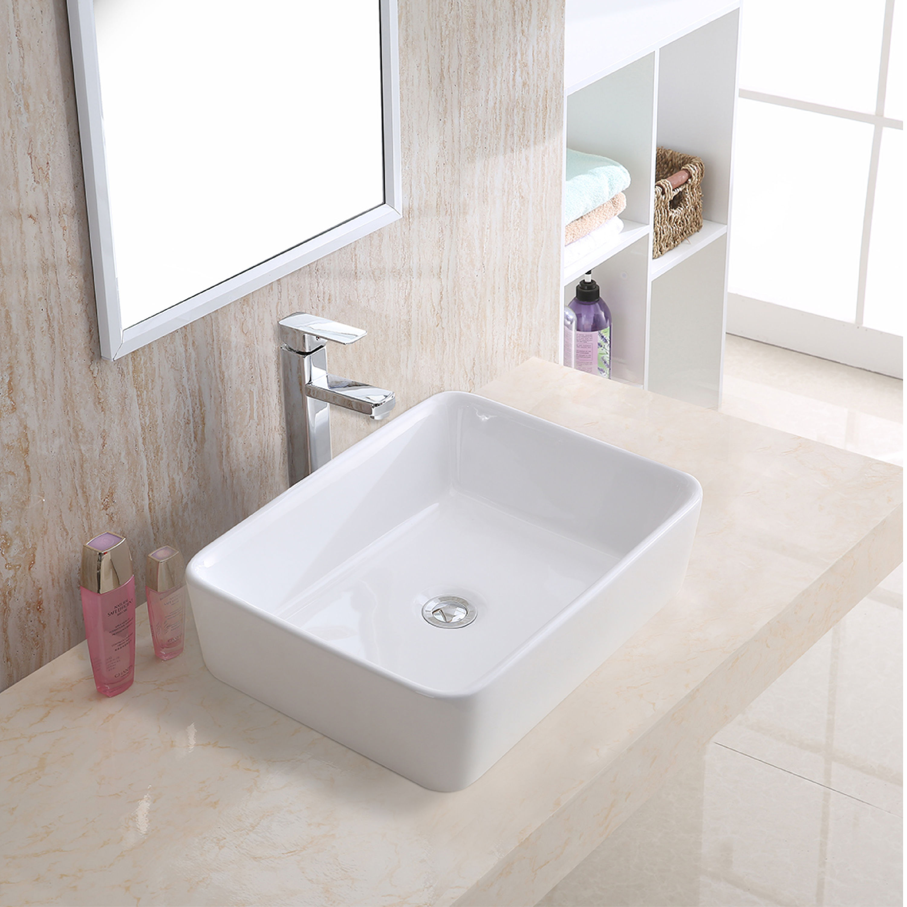Karran VC-501-WH Valera Vitreous china Vessel Rectangular Modern White/Glossy Bathroom Sink ( 18.75-Inches x 14.5-Inches )