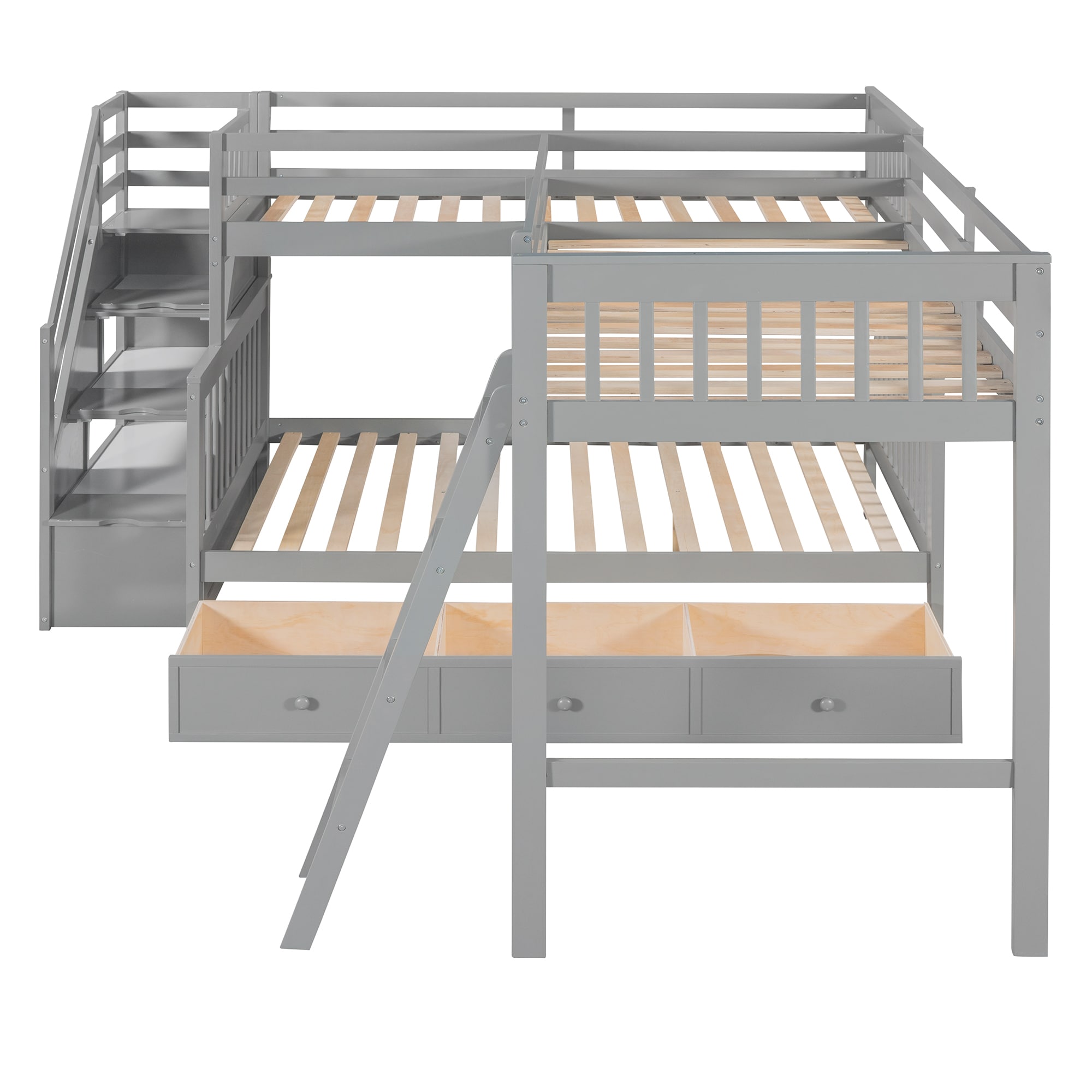 Qualler BLK000810E Gray Twin over full Bunk Bed