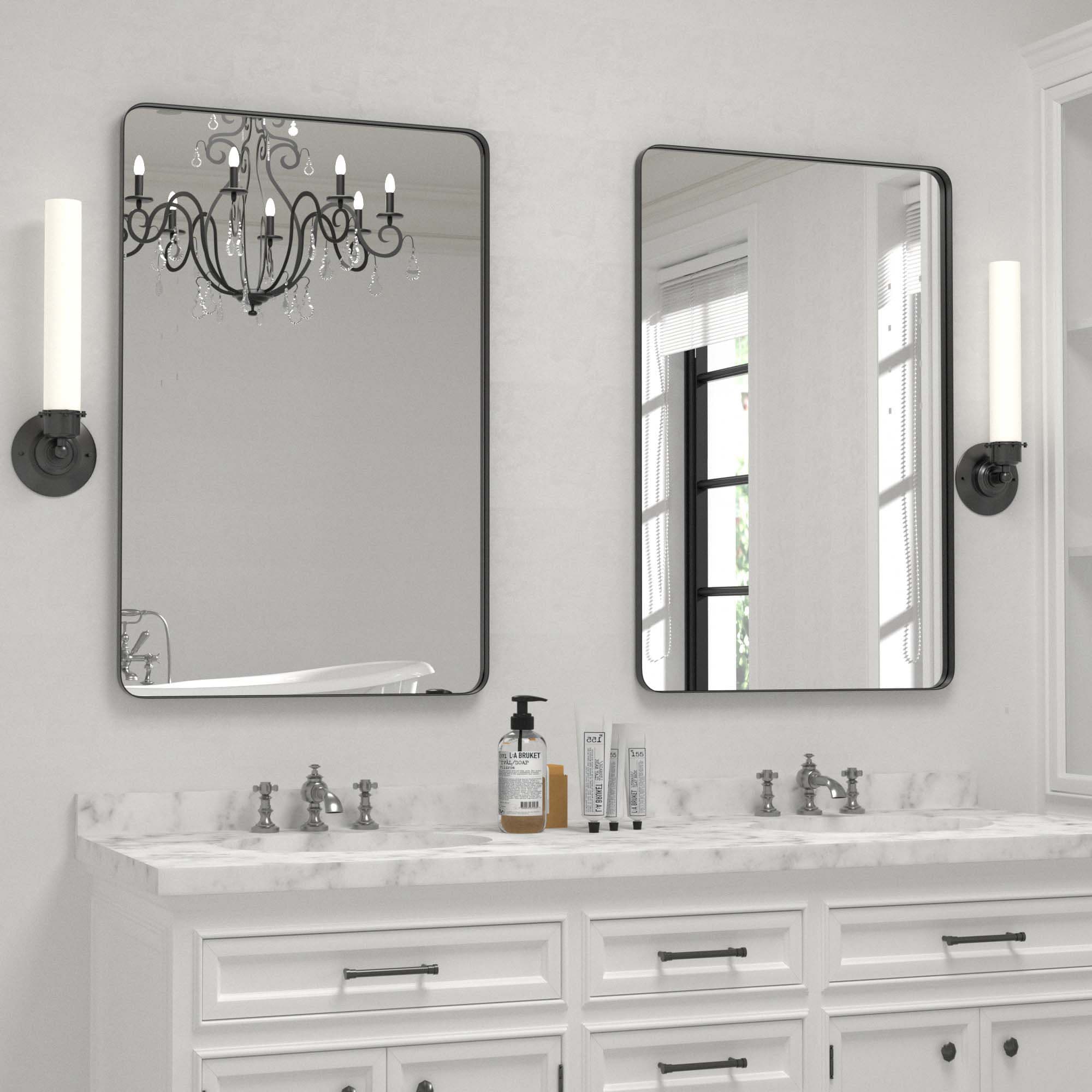 Clavie 30-in W x 40-in H Black Framed Wall Mirror in the Mirrors ...