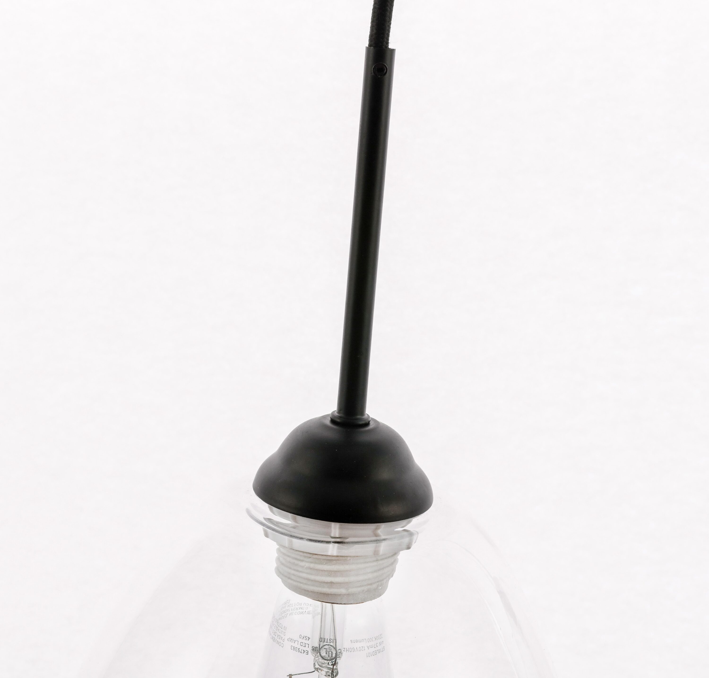 Kason Contemporary Black Finish Clear Glass Pendant Light