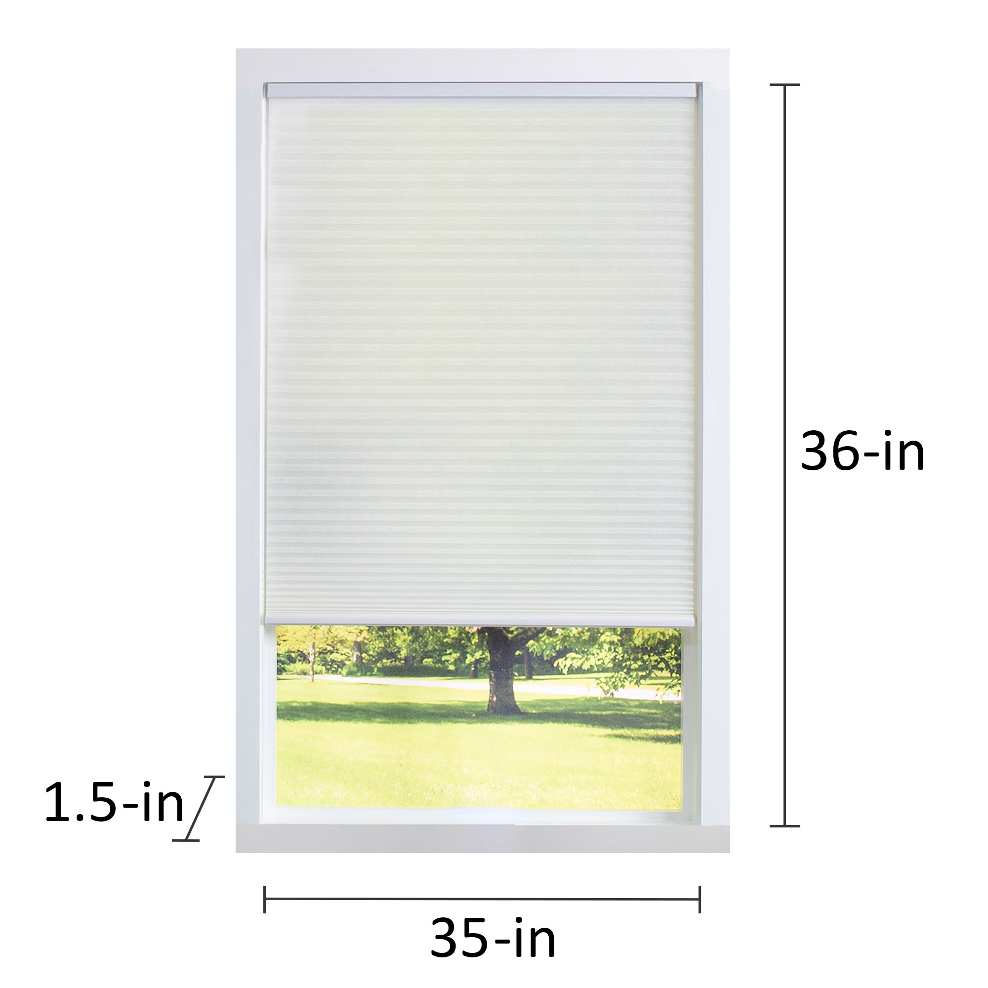 allen + roth 35-in x 36-in White Light Filtering Cordless Cellular ...