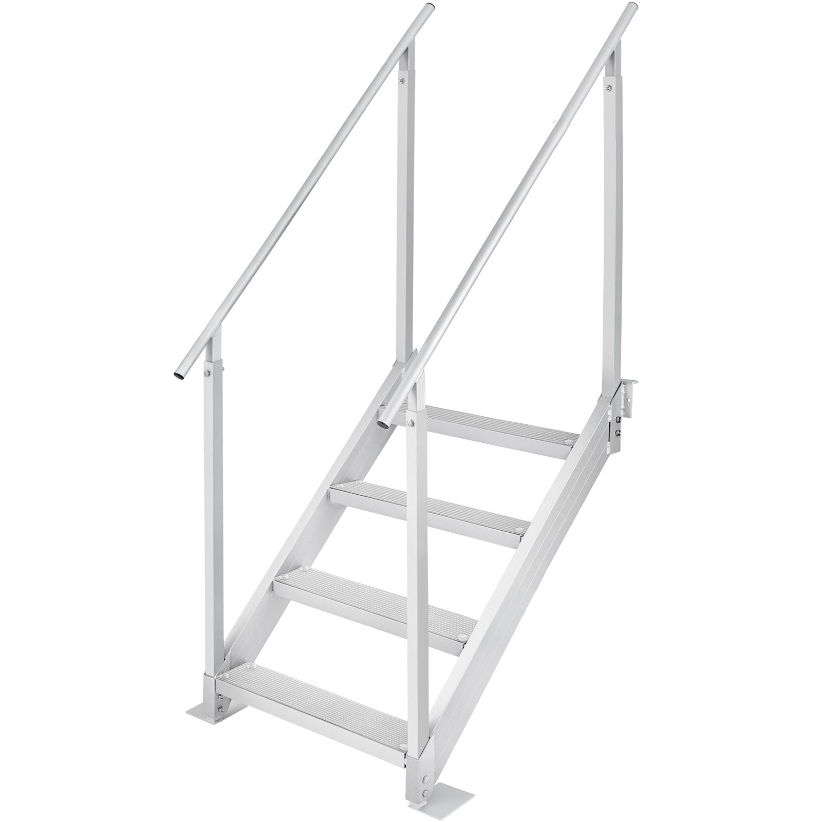 Mecale Adjustable Dock Ladder 4 Step 500 lb Dual Handrails 30 to 38 in Aluminum Boat Ladder