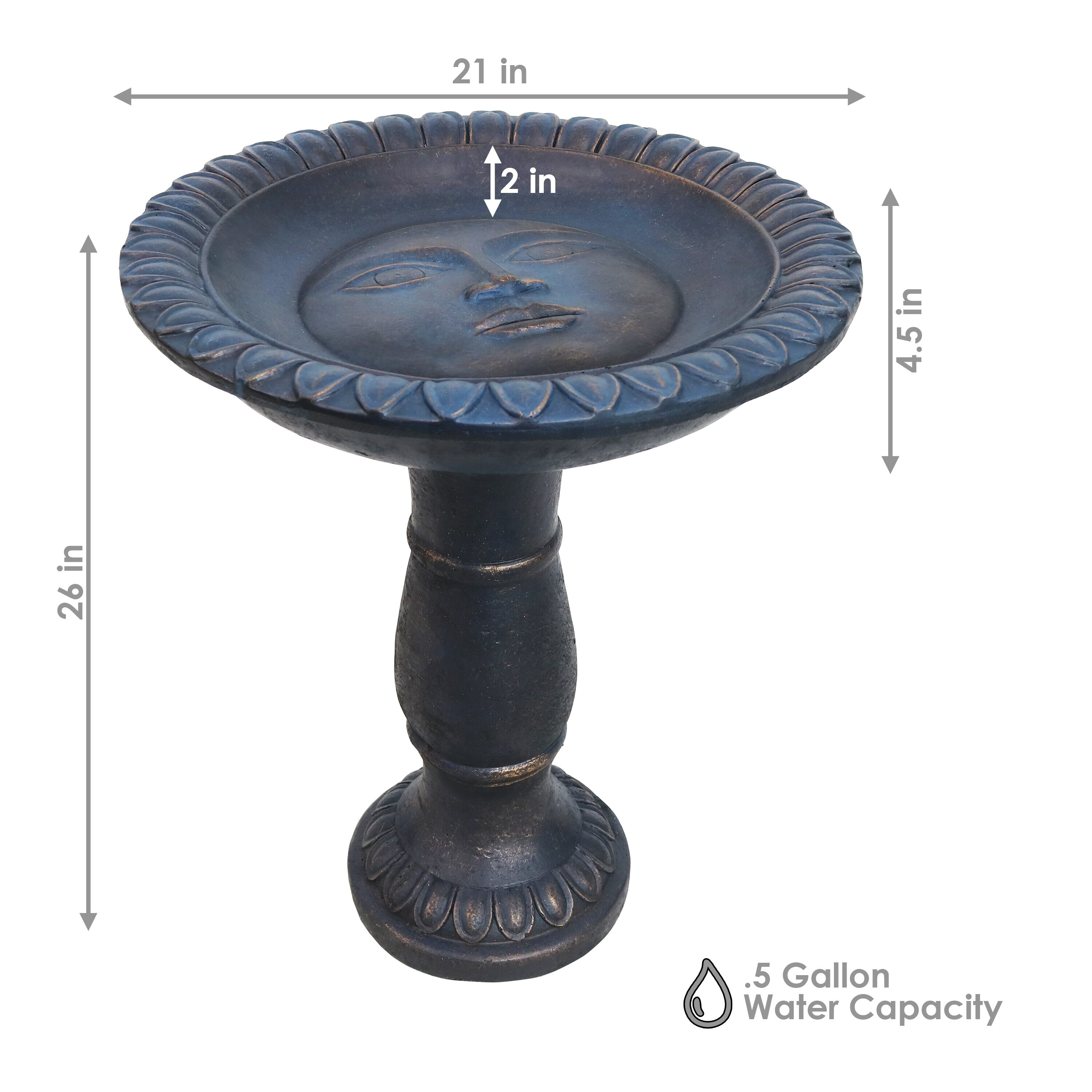 Sunnydaze Decor 26-in H Gray Concrete Complete Birdbath in the ...