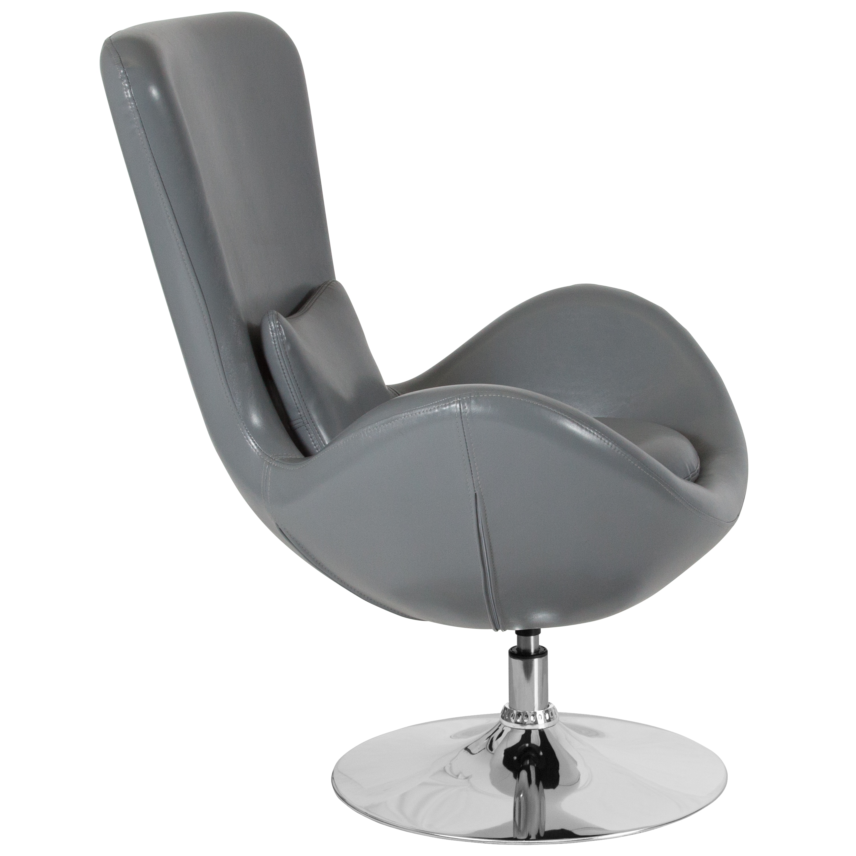 High Back Gray LeatherSoft Swivel Reception Chair with Metal Base
