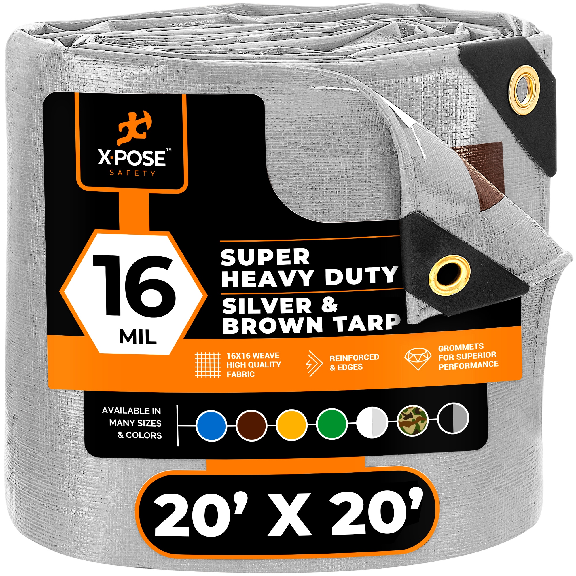 XPOSE SAFETY SBHD-2020-X 20-ft x 20-ft Silver Waterproof Commercial Polyethylene 16-mil Tarp