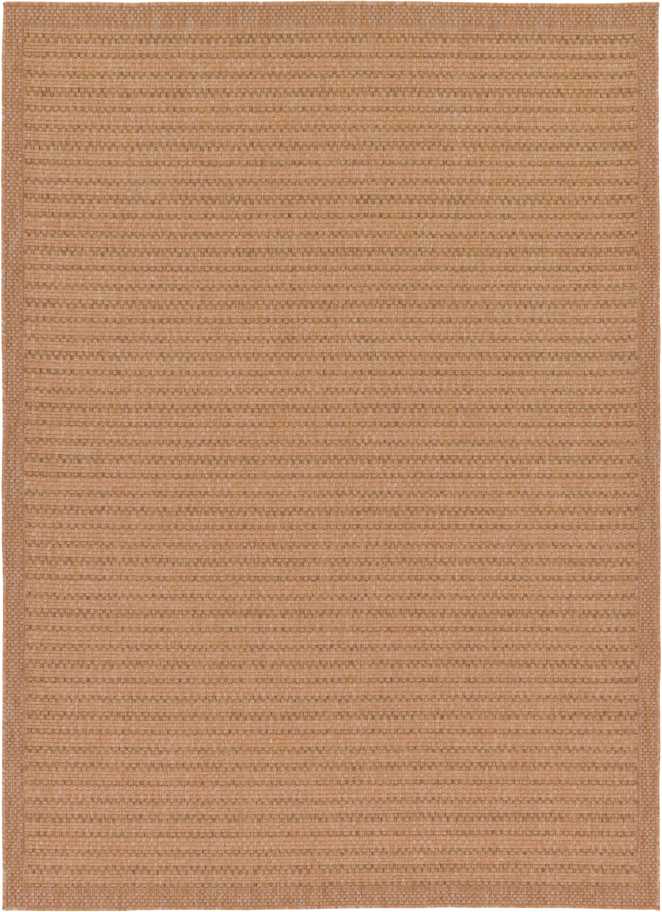 Unique Loom 3126500 Checkered Outdoor 7 x 10 (ft) Loomed Polypropylene Light Brown/Olive Rectangular Indoor/Outdoor Stripe Area rug